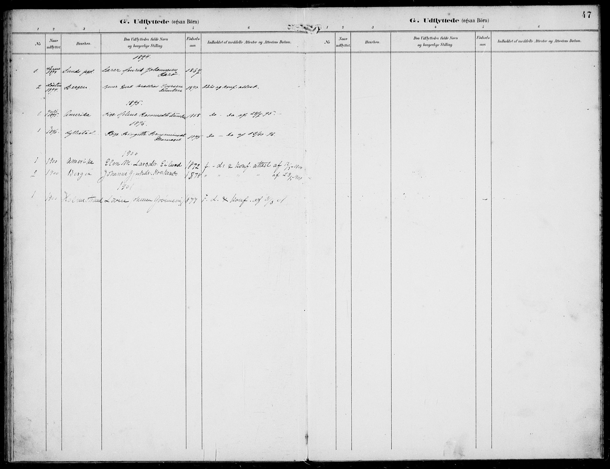 Solund sokneprestembete, AV/SAB-A-81401: Parish register (official) no. B  1, 1891-1901, p. 47