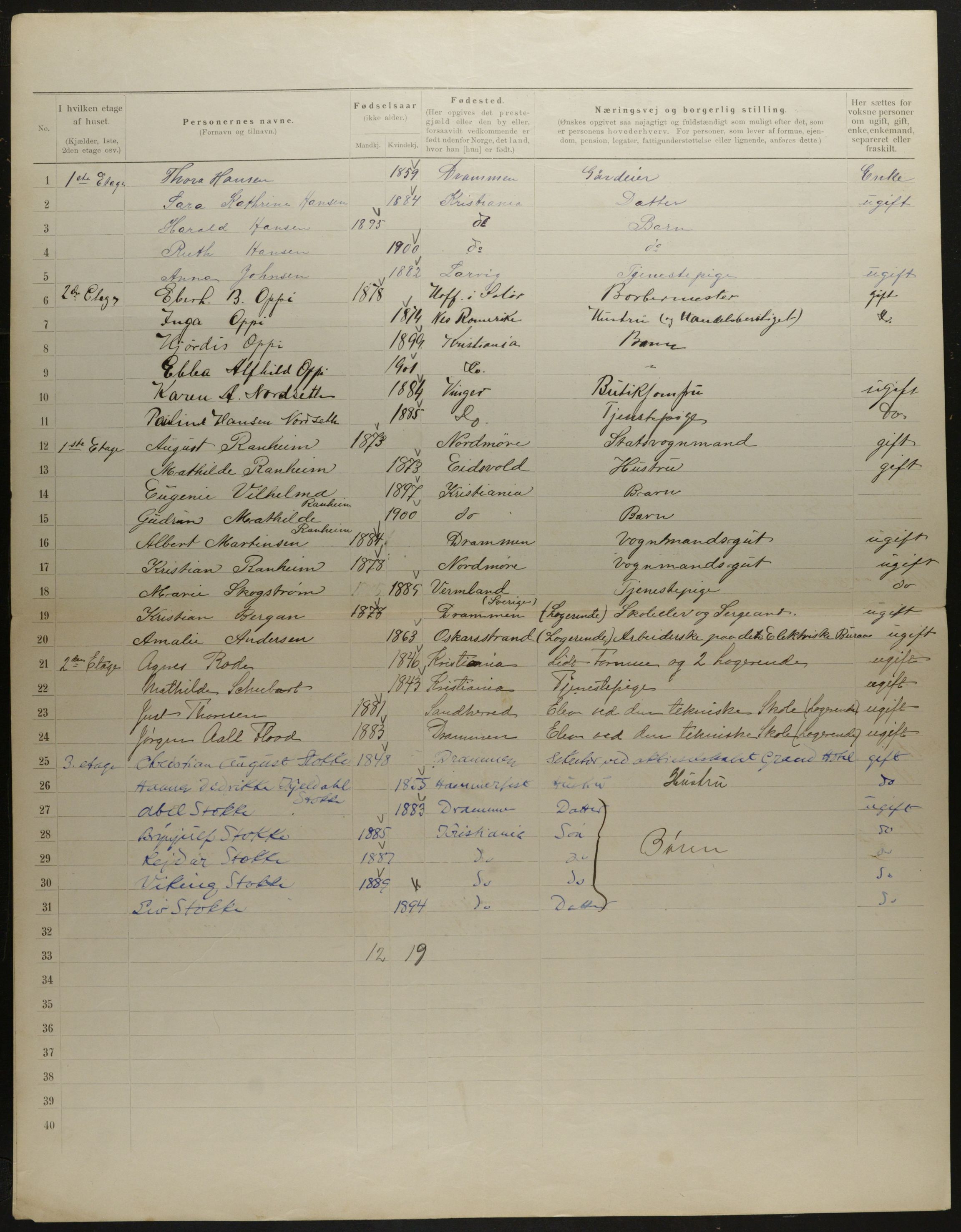 OBA, Municipal Census 1901 for Kristiania, 1901, p. 6442