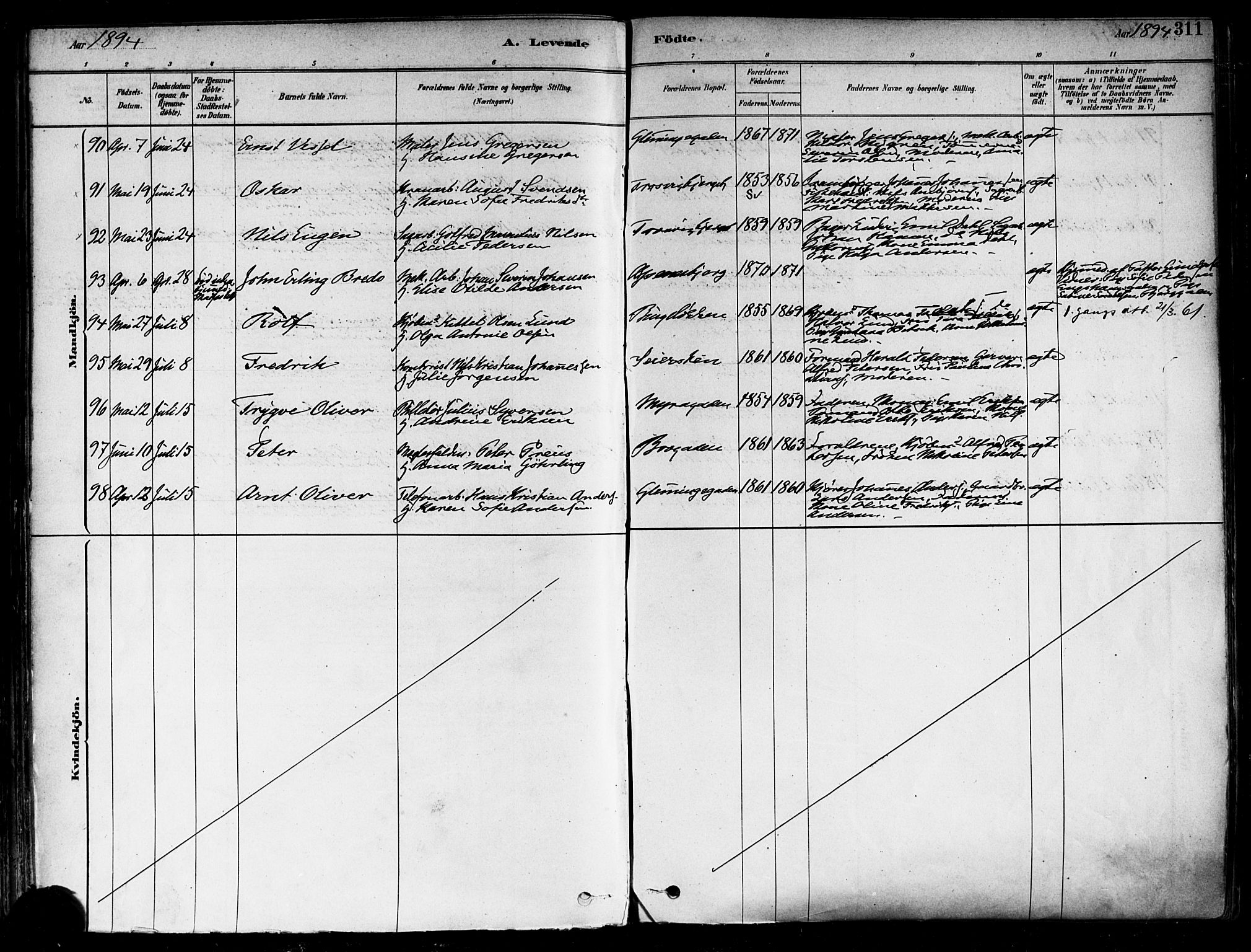 Fredrikstad domkirkes prestekontor Kirkebøker, AV/SAO-A-10906/F/Fa/L0002: Parish register (official) no. 2, 1878-1894, p. 311