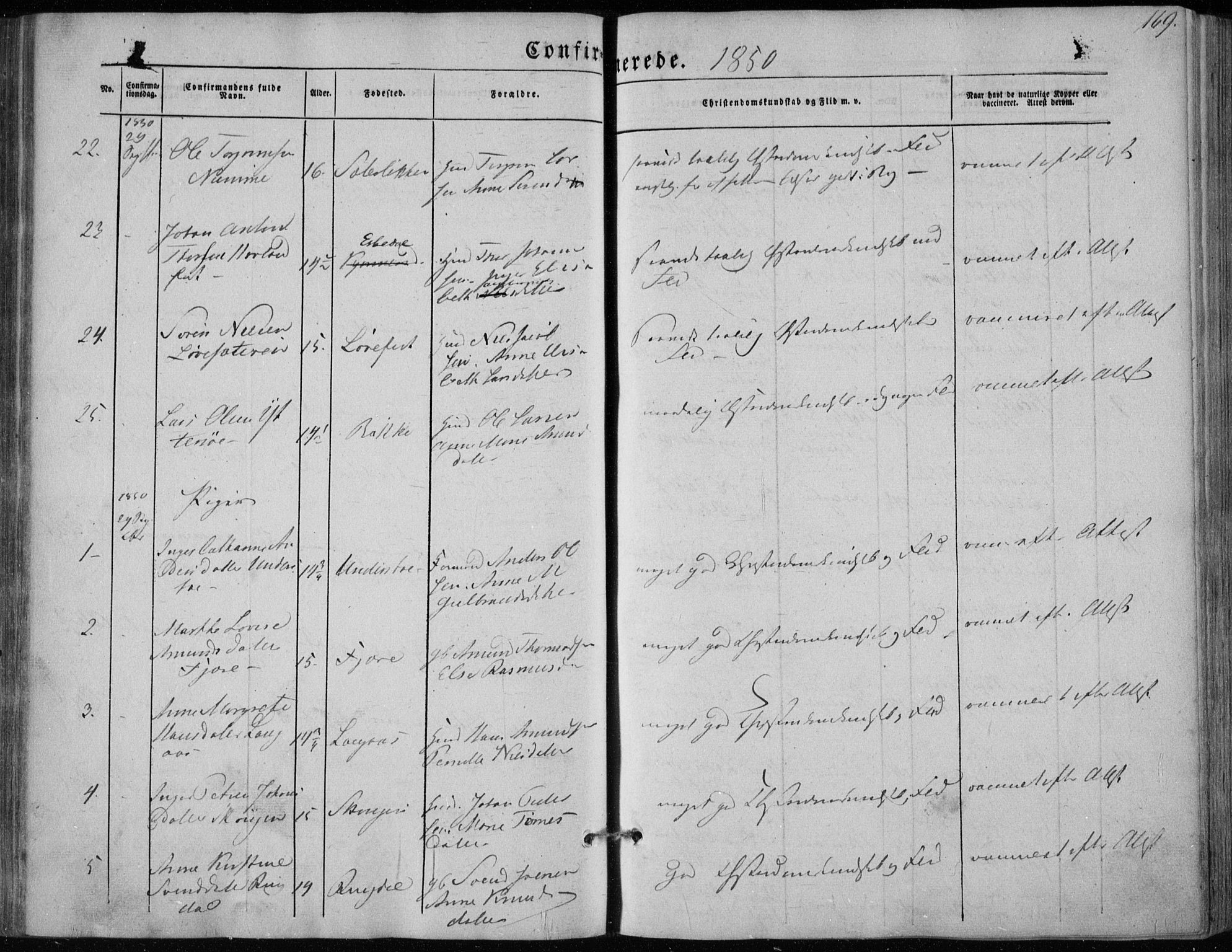 Hedrum kirkebøker, AV/SAKO-A-344/F/Fa/L0006: Parish register (official) no. I 6, 1849-1857, p. 169