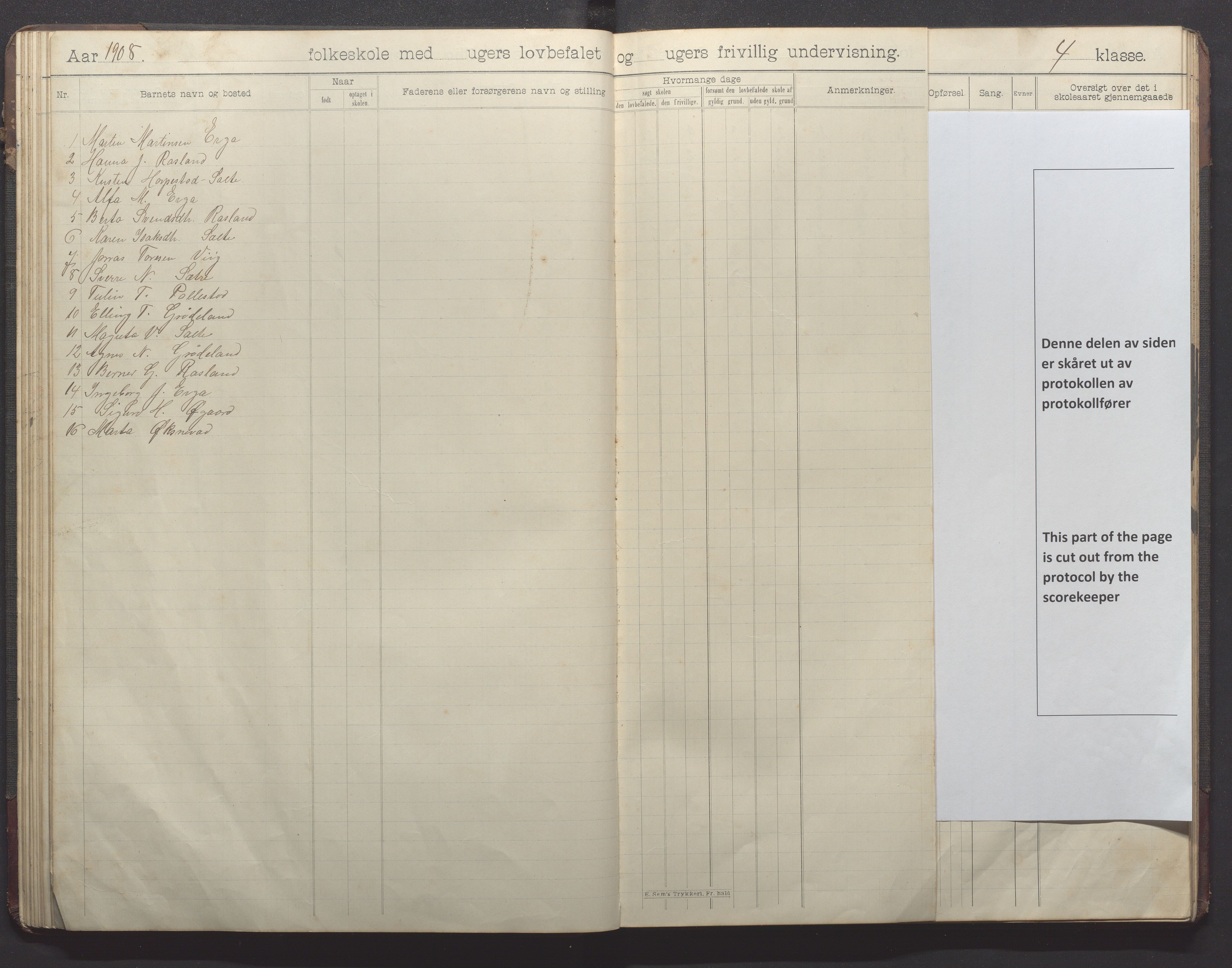 Klepp kommune - Pollestad skule, IKAR/K-100295/H/L0002: Skoleprotokoll, 1901-1916, p. 45