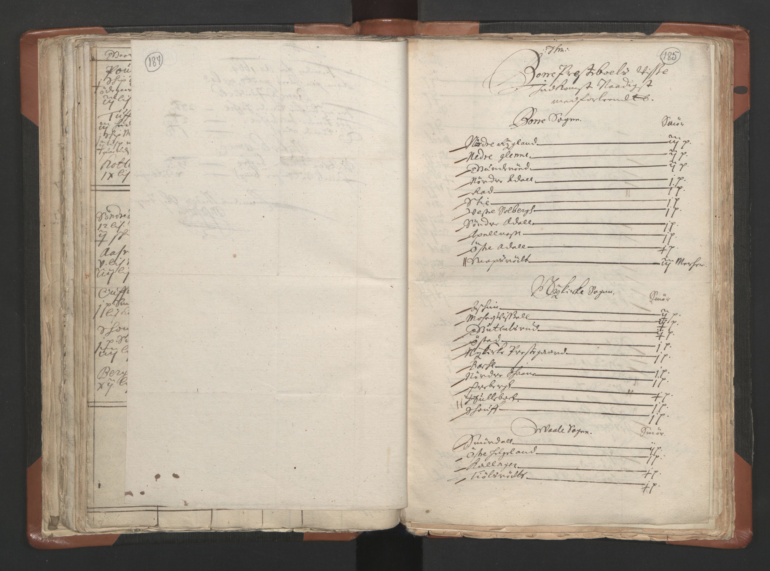 RA, Vicar's Census 1664-1666, no. 10: Tønsberg deanery, 1664-1666, p. 184-185