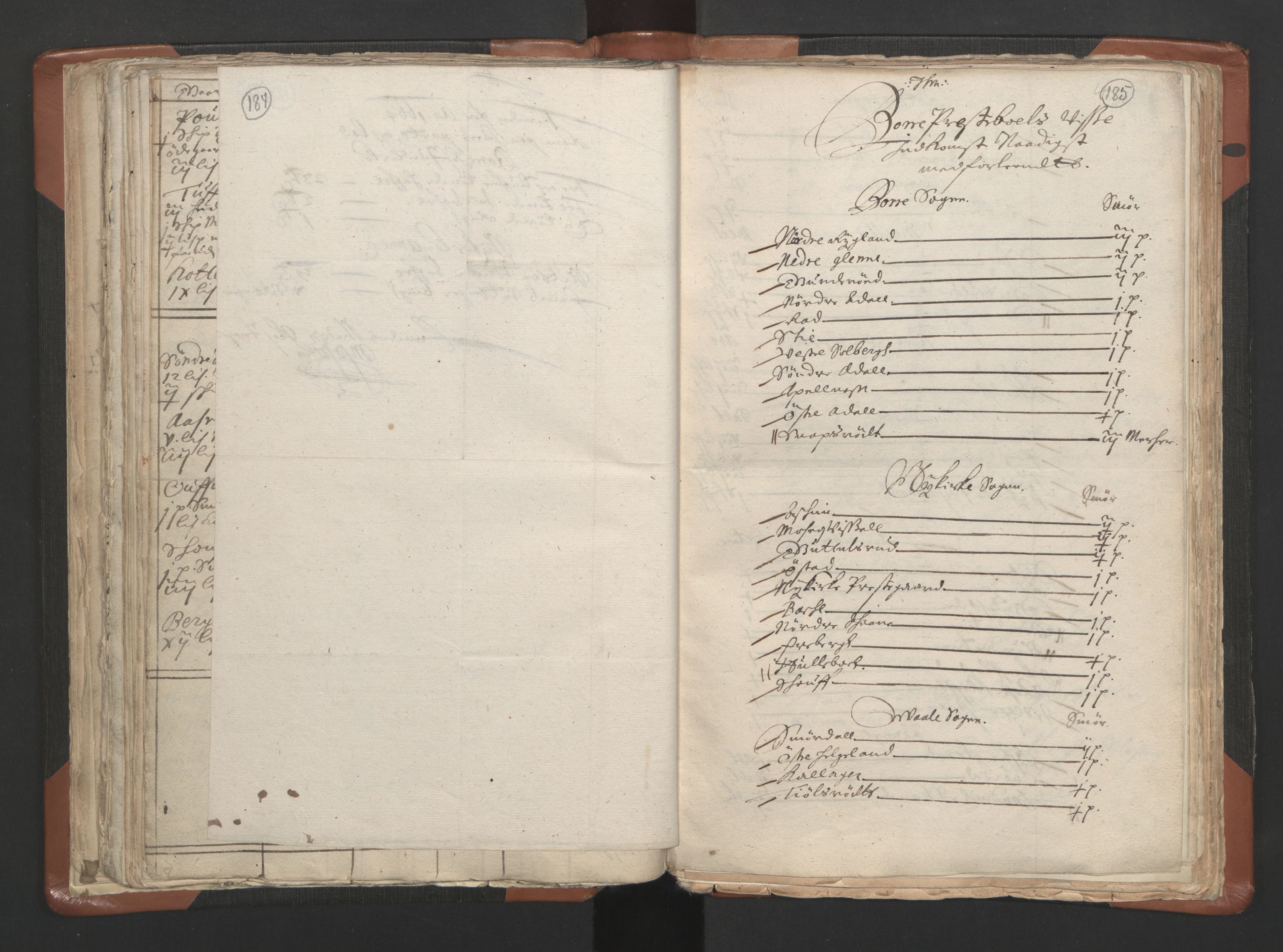 RA, Vicar's Census 1664-1666, no. 10: Tønsberg deanery, 1664-1666, p. 184-185