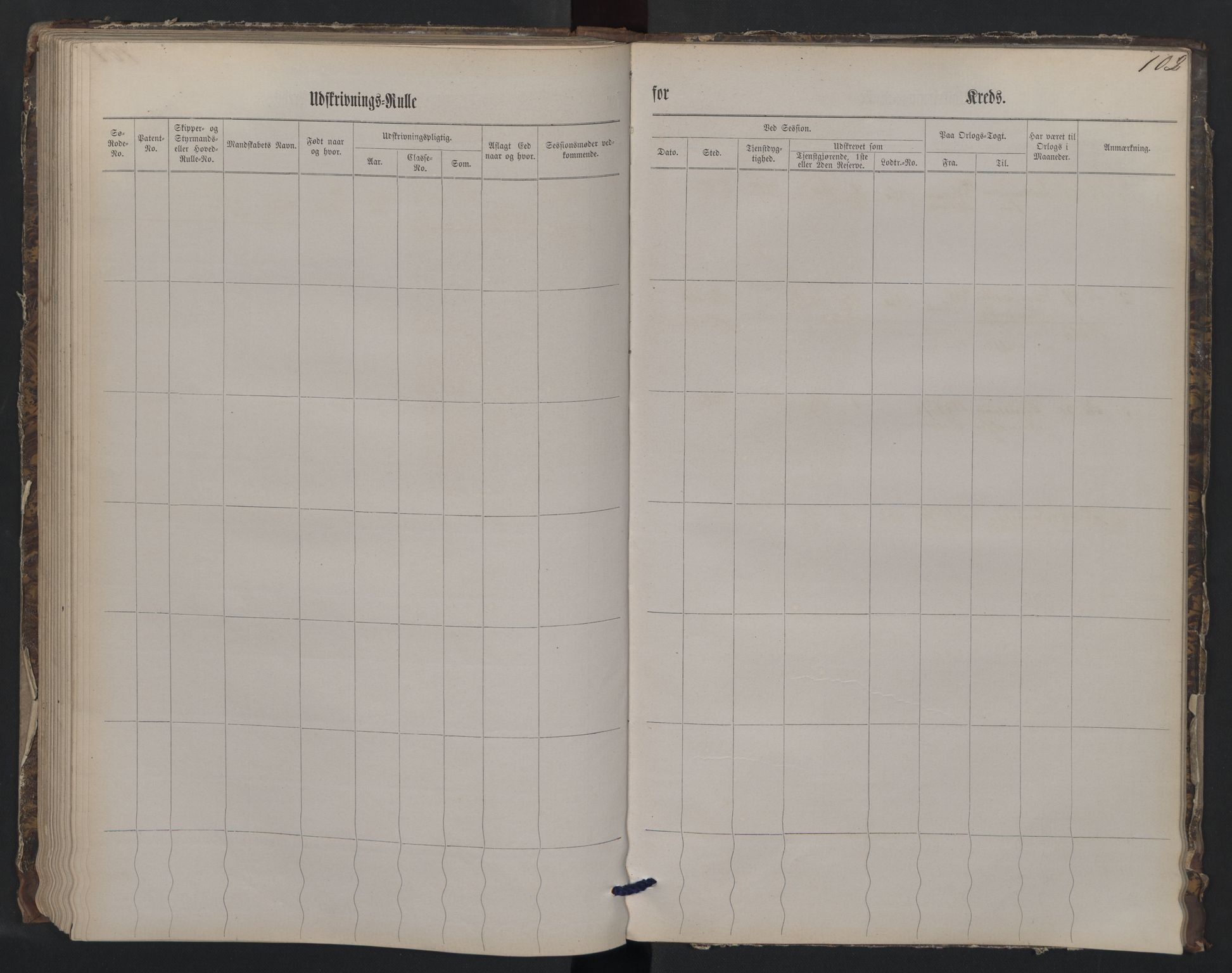 Holmestrand innrulleringskontor, AV/SAKO-A-1151/G/Gb/L0001: Utskrivningsrulle, 1860, p. 102