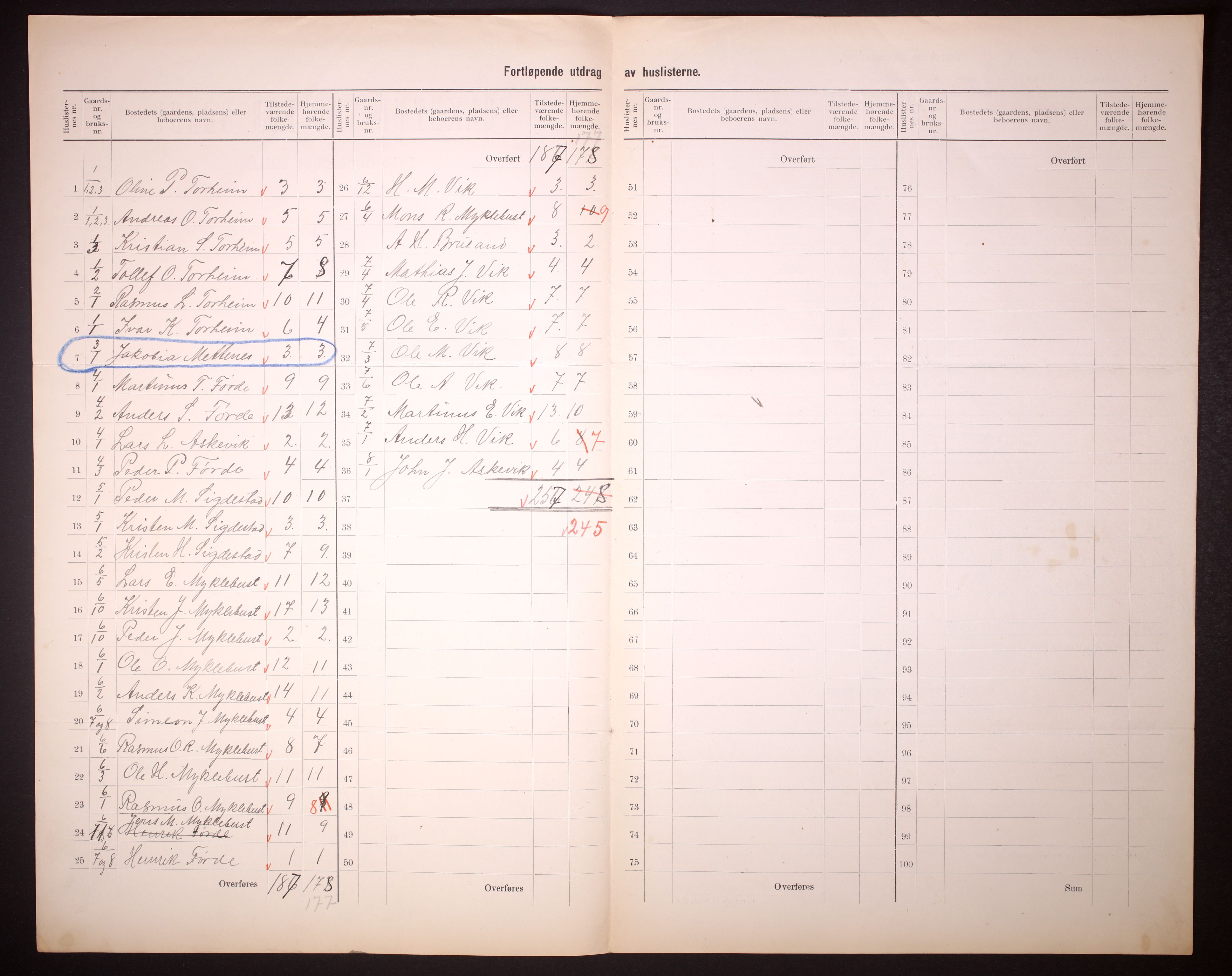 RA, 1910 census for Davik, 1910, p. 6