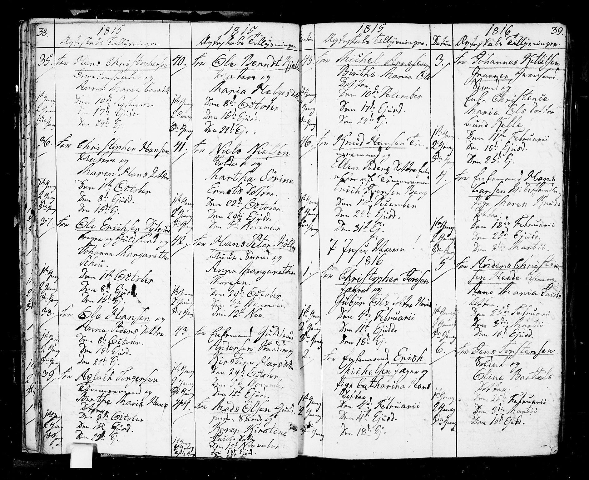 Oslo domkirke Kirkebøker, SAO/A-10752/F/Fa/L0006: Parish register (official) no. 6, 1807-1817, p. 38-39