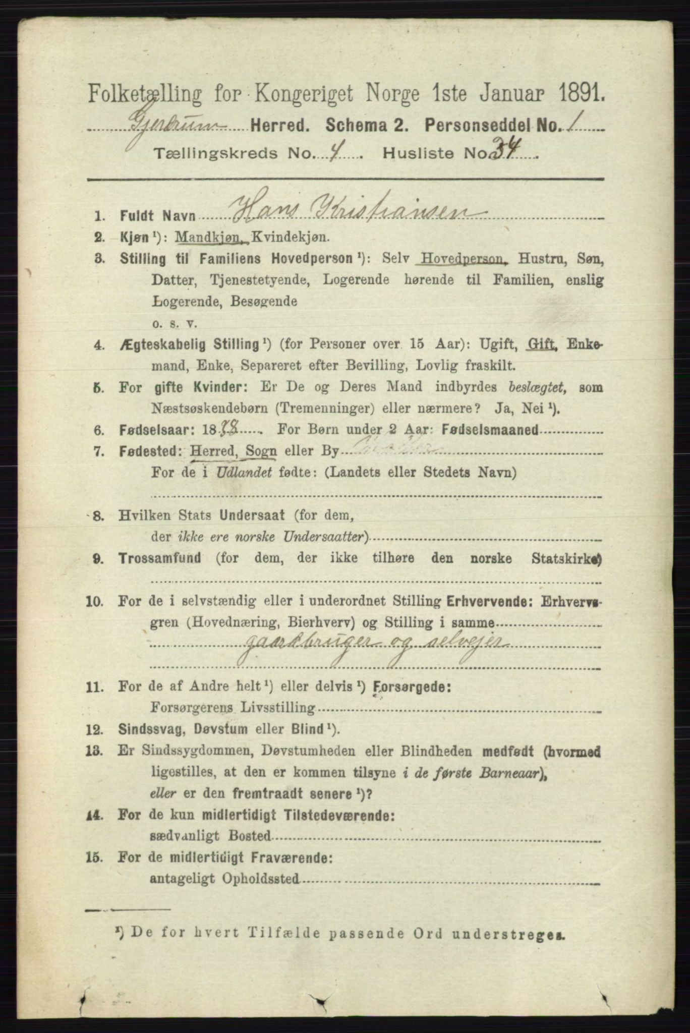 RA, 1891 census for 0234 Gjerdrum, 1891, p. 1992