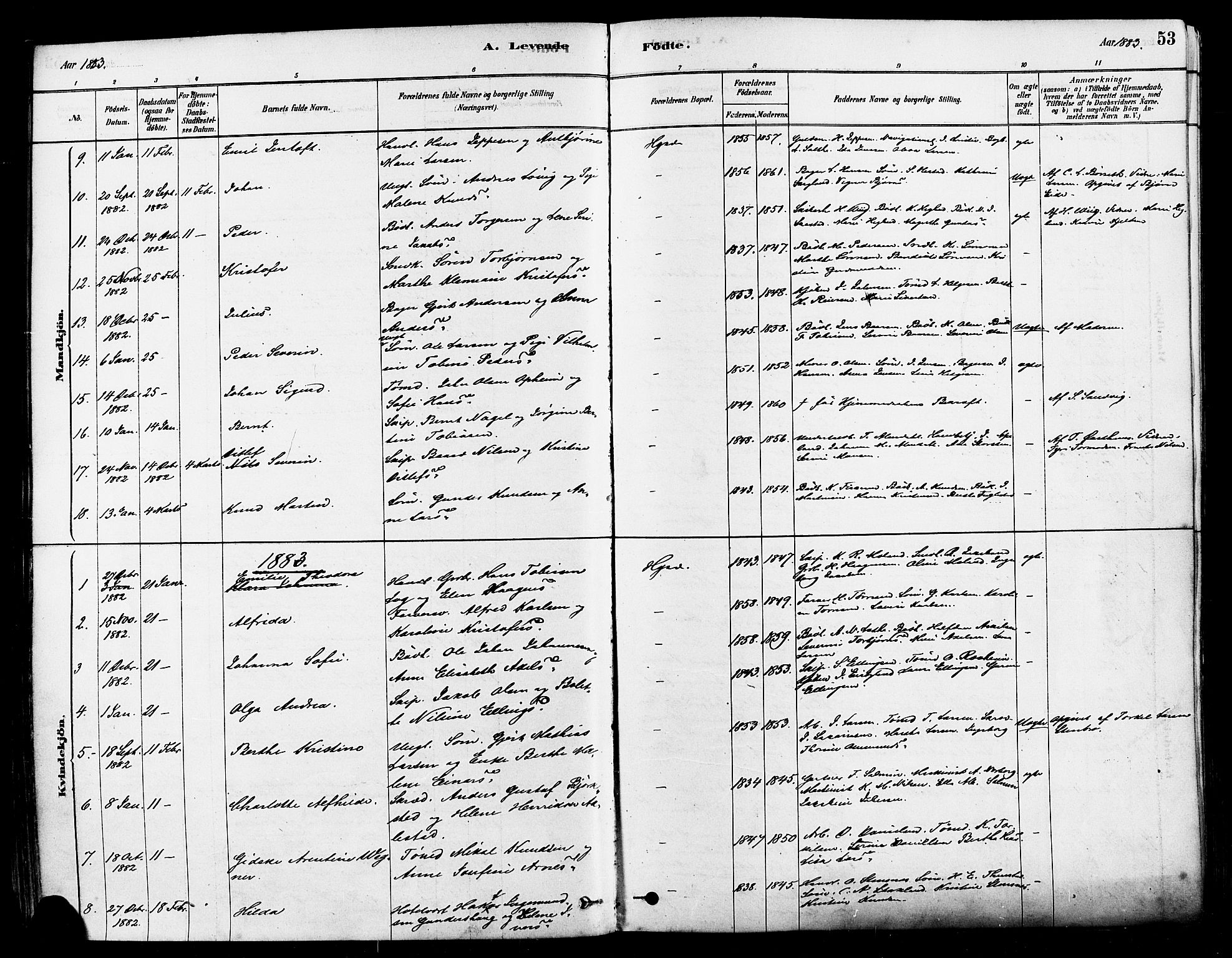 Haugesund sokneprestkontor, SAST/A -101863/H/Ha/Haa/L0001: Parish register (official) no. A 1, 1878-1885, p. 53