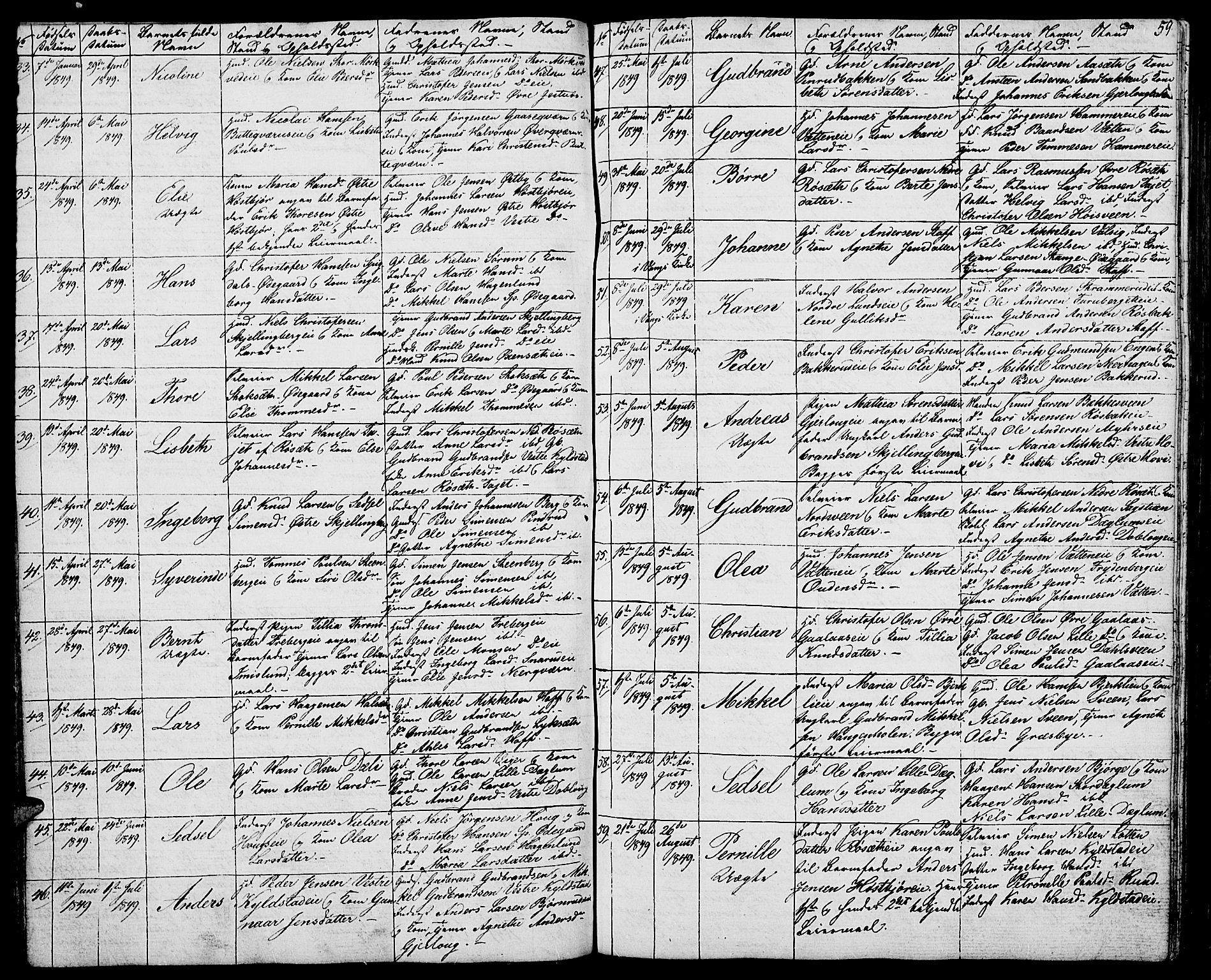 Vang prestekontor, Hedmark, AV/SAH-PREST-008/H/Ha/Hab/L0009: Parish register (copy) no. 9, 1836-1870, p. 59