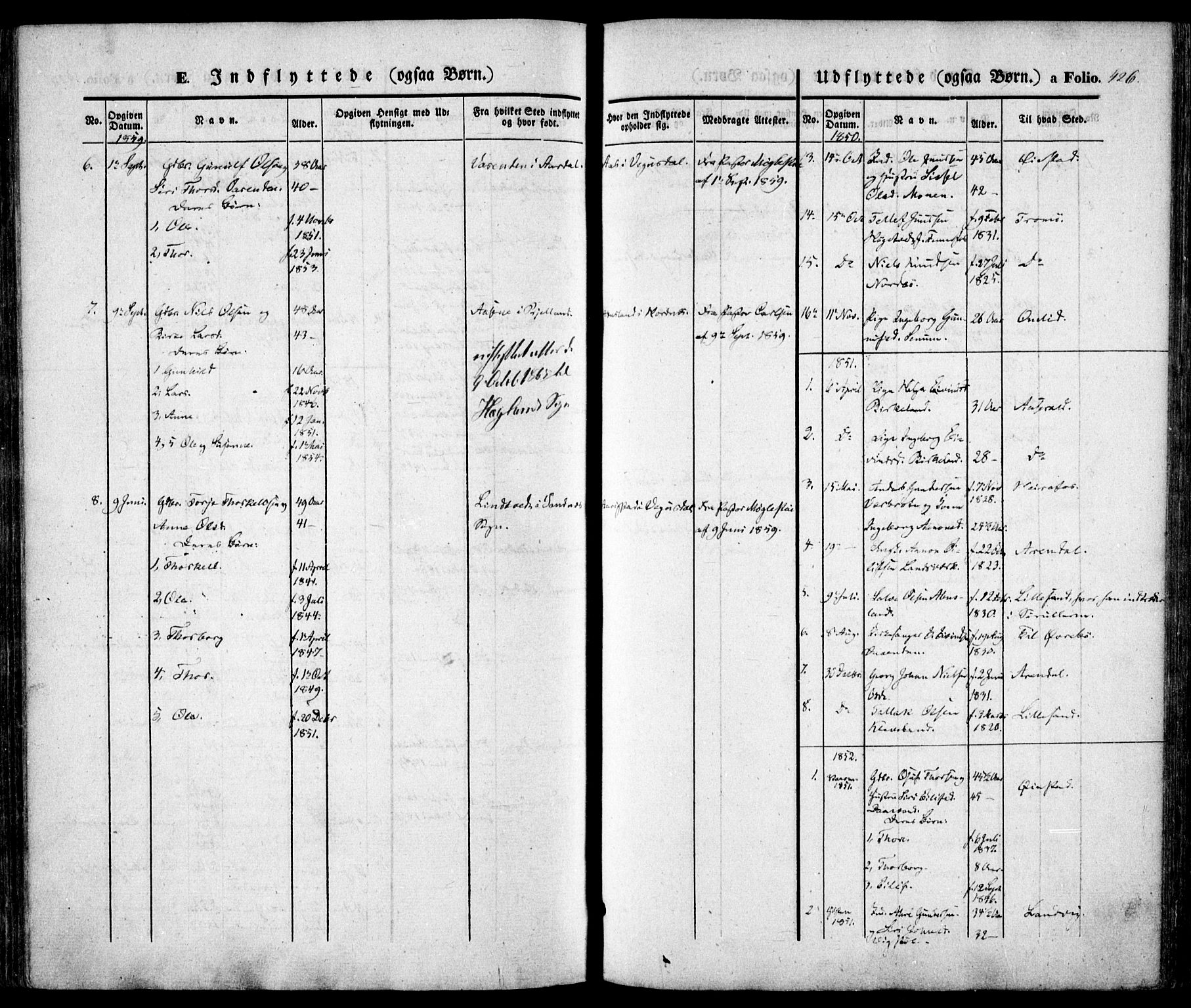 Evje sokneprestkontor, AV/SAK-1111-0008/F/Fa/Faa/L0005: Parish register (official) no. A 5, 1843-1865, p. 426