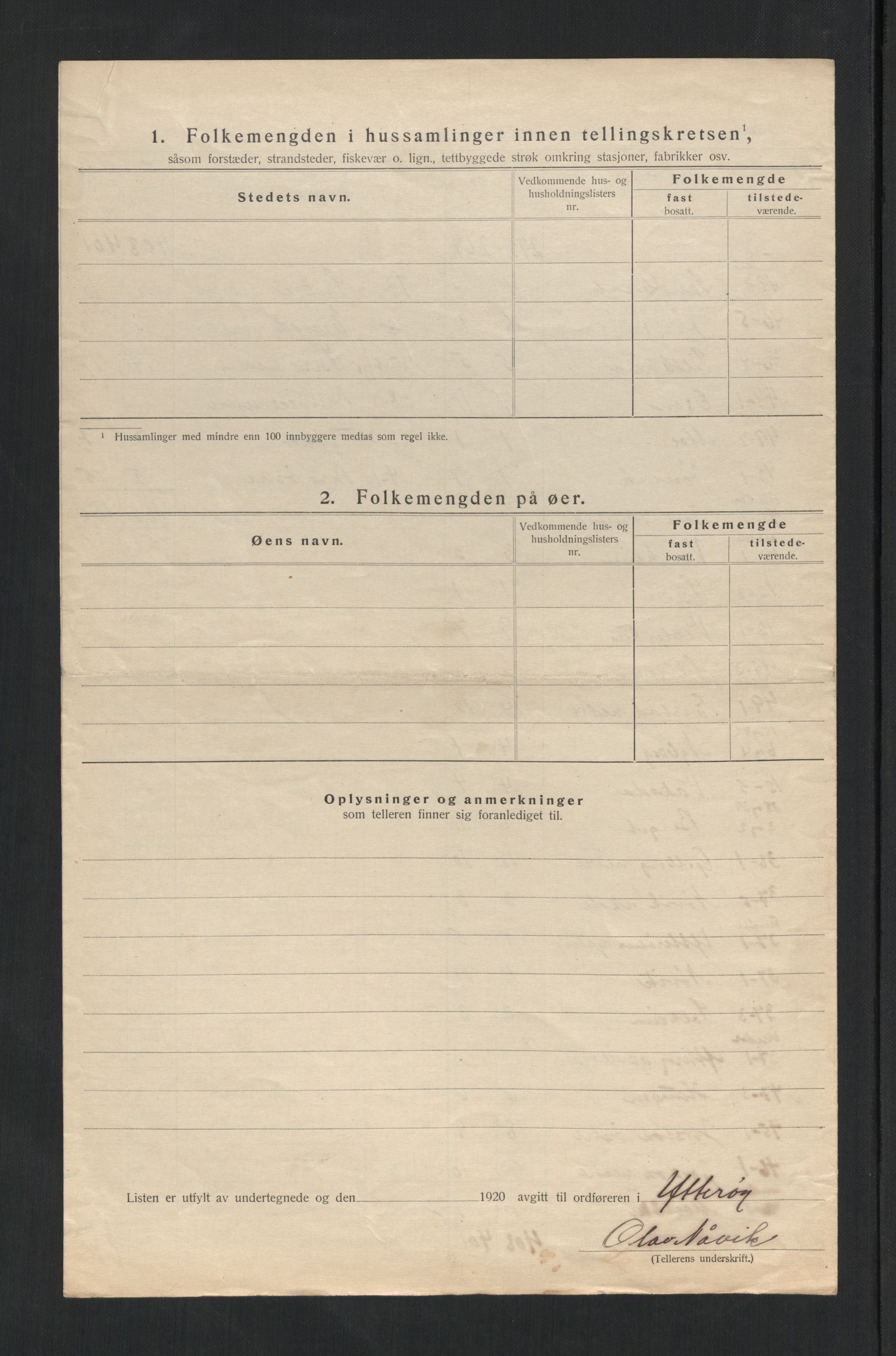 SAT, 1920 census for Ytterøy, 1920, p. 12