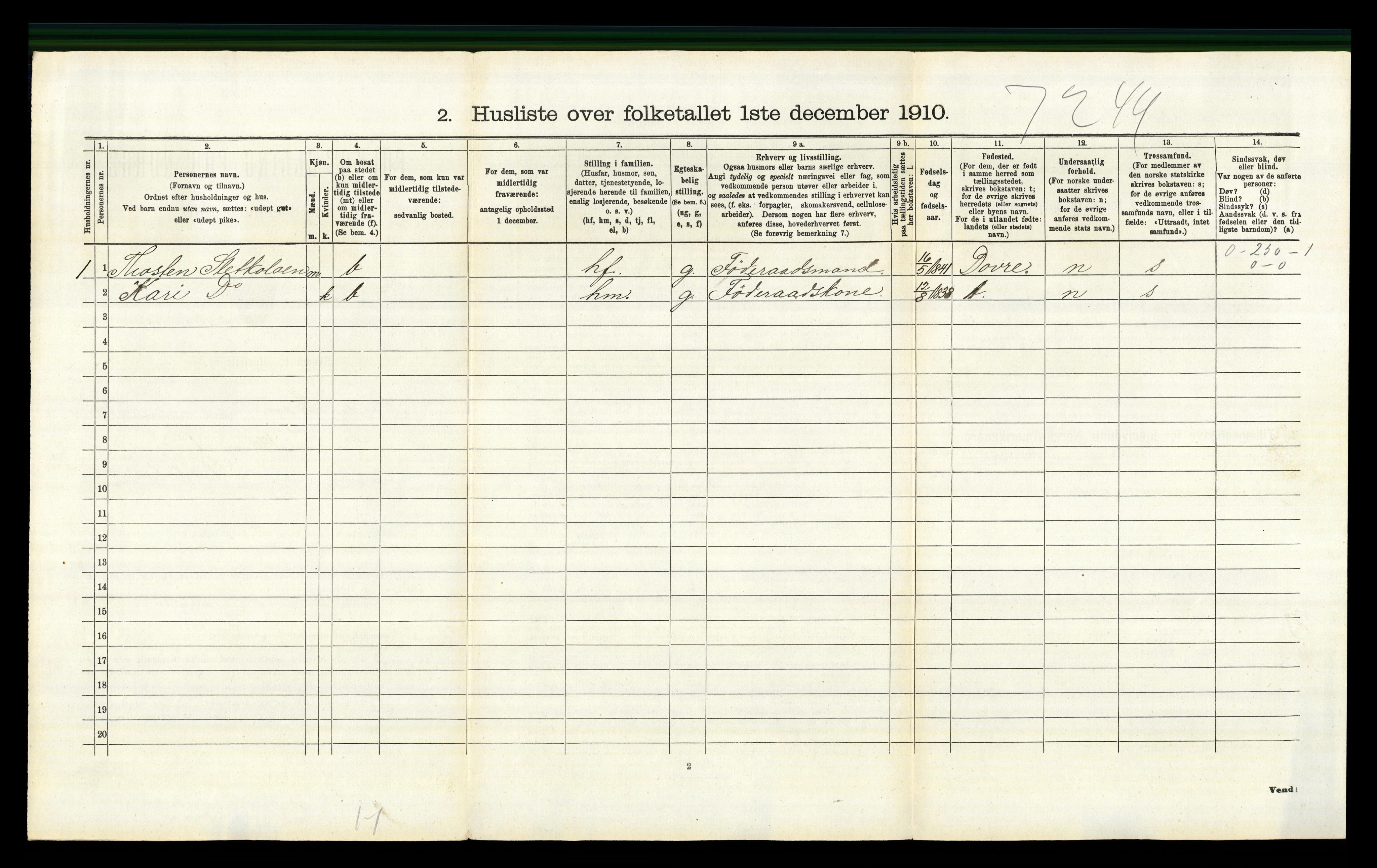 RA, 1910 census for Nord-Fron, 1910, p. 1363