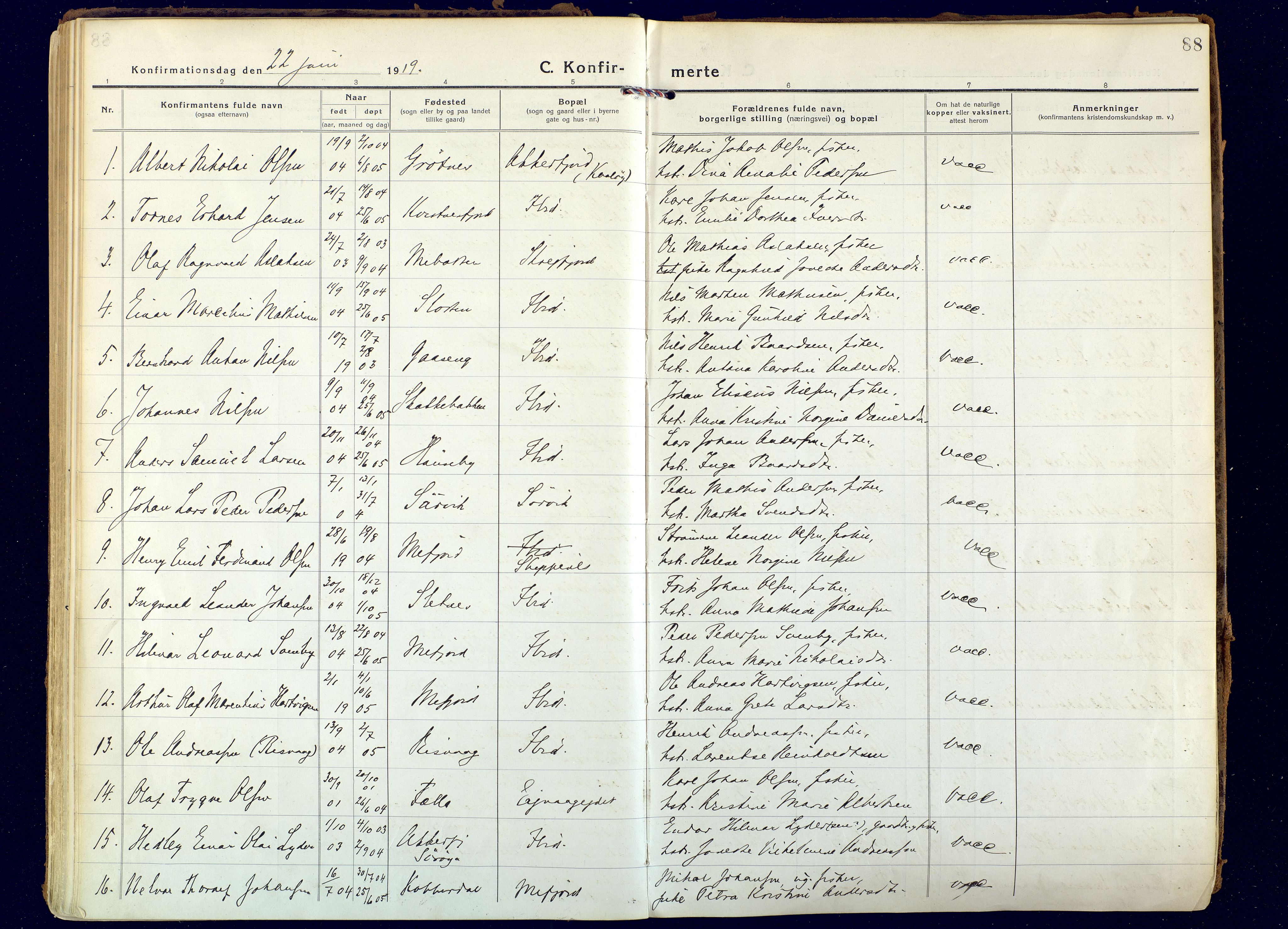 Hammerfest sokneprestkontor, SATØ/S-1347: Parish register (official) no. 18, 1918-1933, p. 88