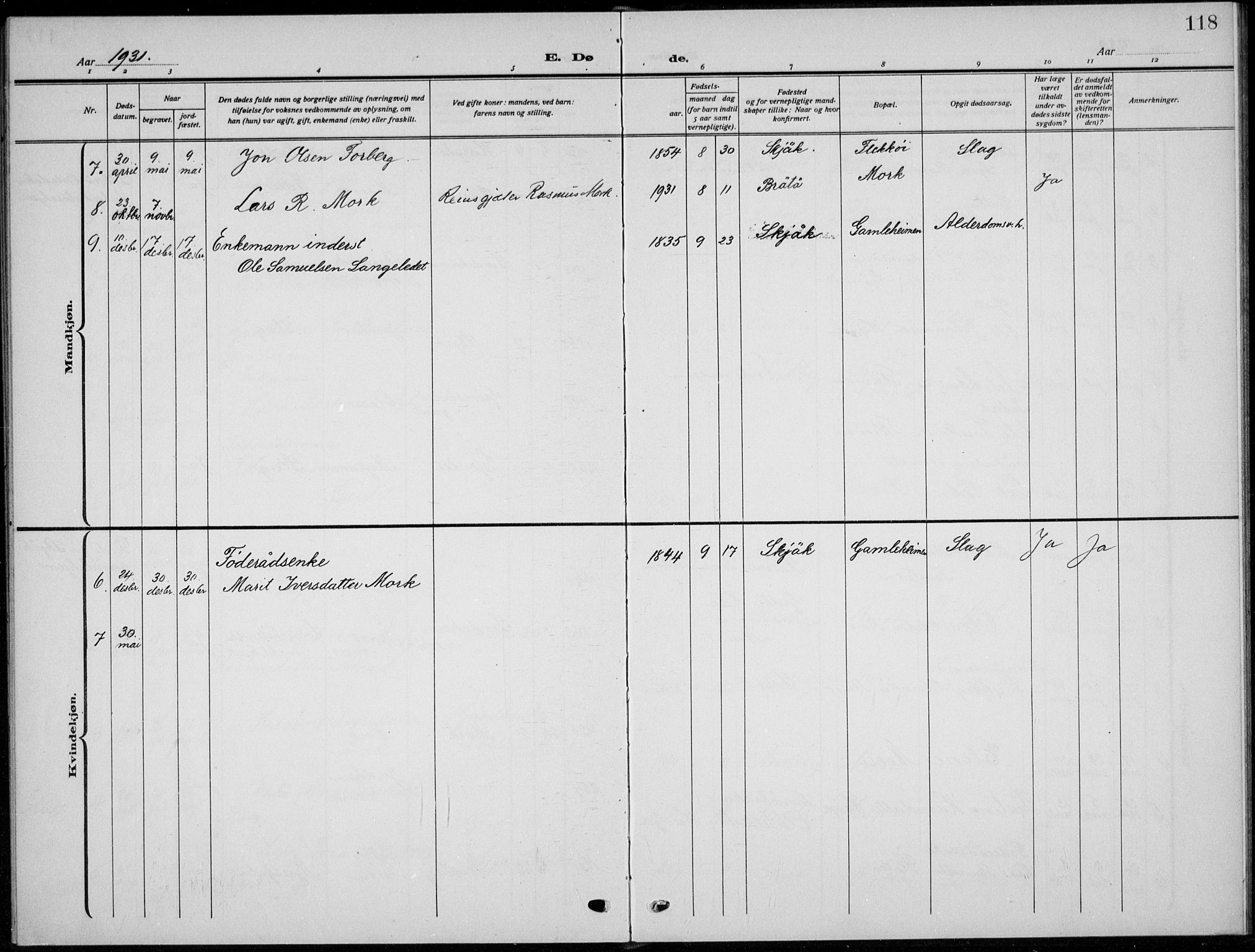 Skjåk prestekontor, SAH/PREST-072/H/Ha/Hab/L0005: Parish register (copy) no. 5, 1922-1936, p. 118