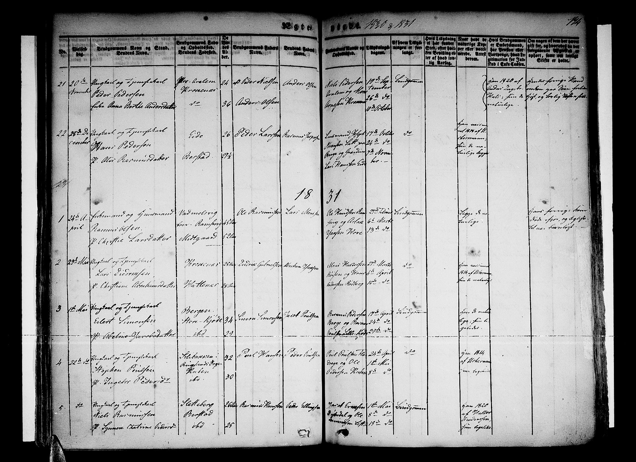 Selje sokneprestembete, SAB/A-99938/H/Ha/Haa/Haaa: Parish register (official) no. A 9, 1829-1844, p. 174