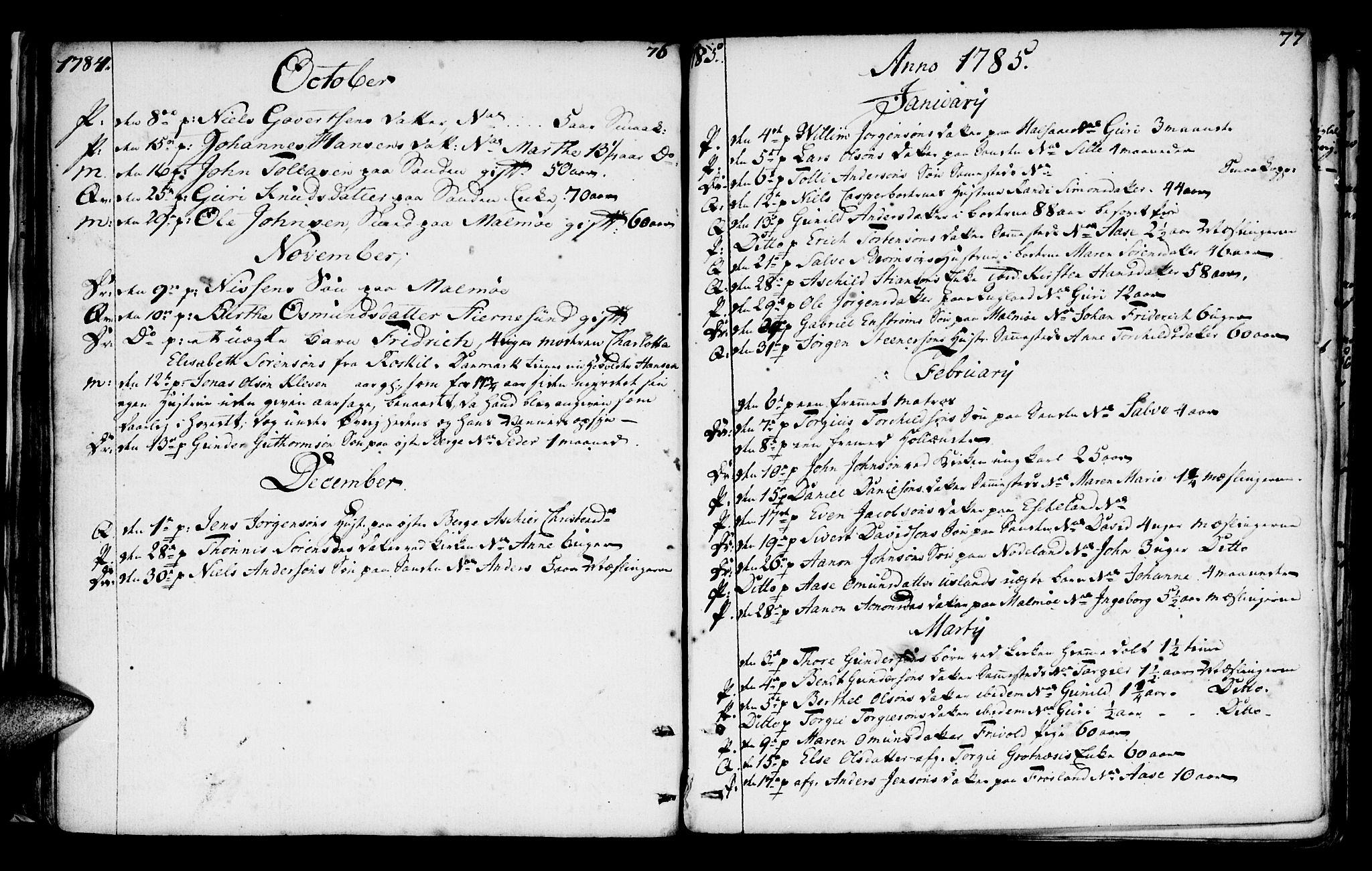 Mandal sokneprestkontor, SAK/1111-0030/F/Fa/Faa/L0005: Parish register (official) no. A 5, 1748-1803, p. 76-77