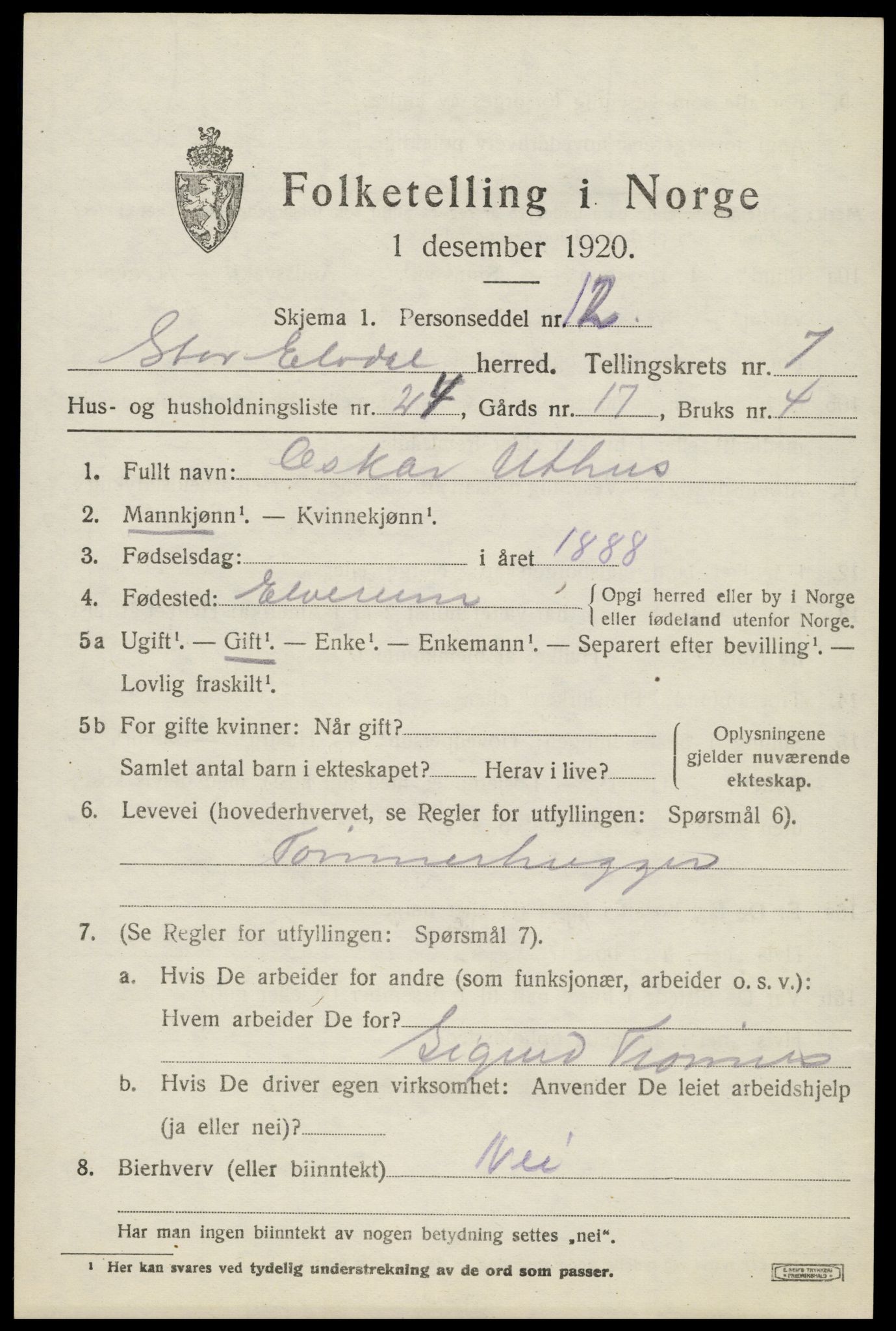 SAH, 1920 census for Stor-Elvdal, 1920, p. 6046