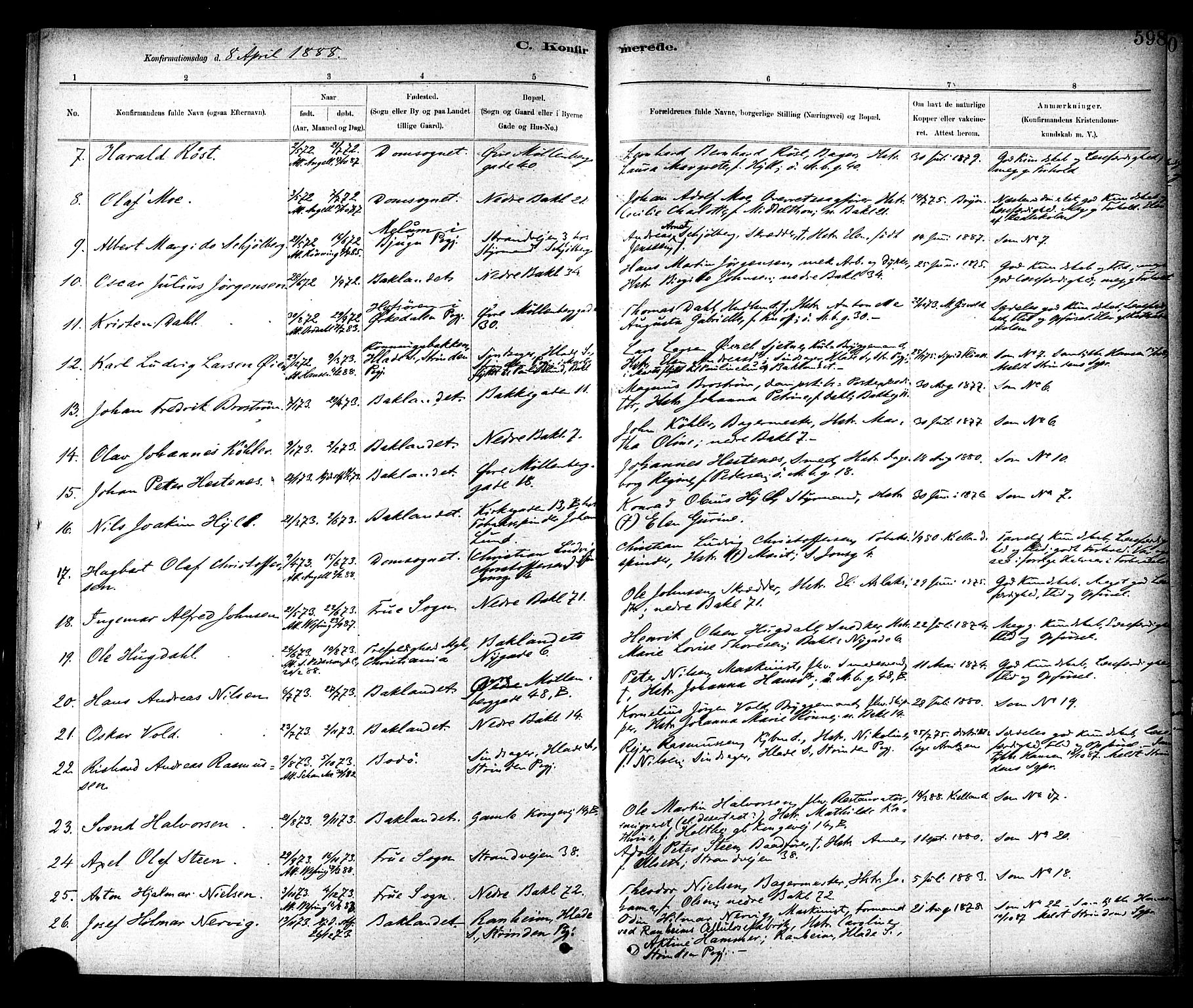 Ministerialprotokoller, klokkerbøker og fødselsregistre - Sør-Trøndelag, SAT/A-1456/604/L0188: Parish register (official) no. 604A09, 1878-1892, p. 598