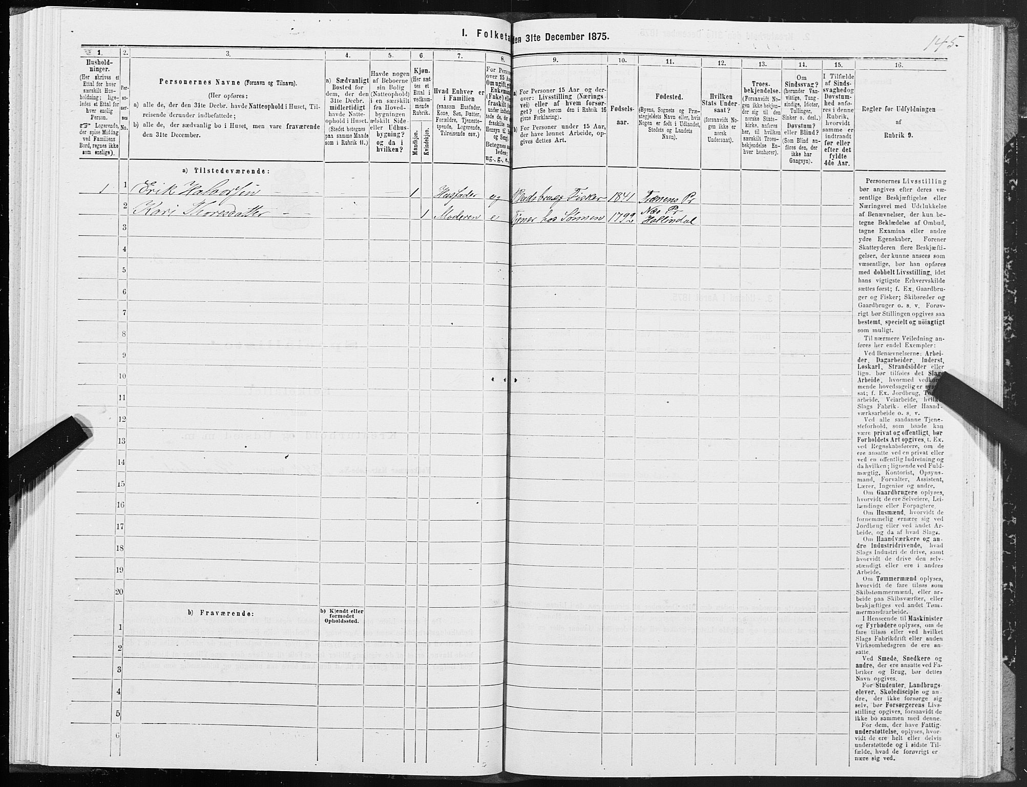 SAT, 1875 census for 1548P Fræna, 1875, p. 3145