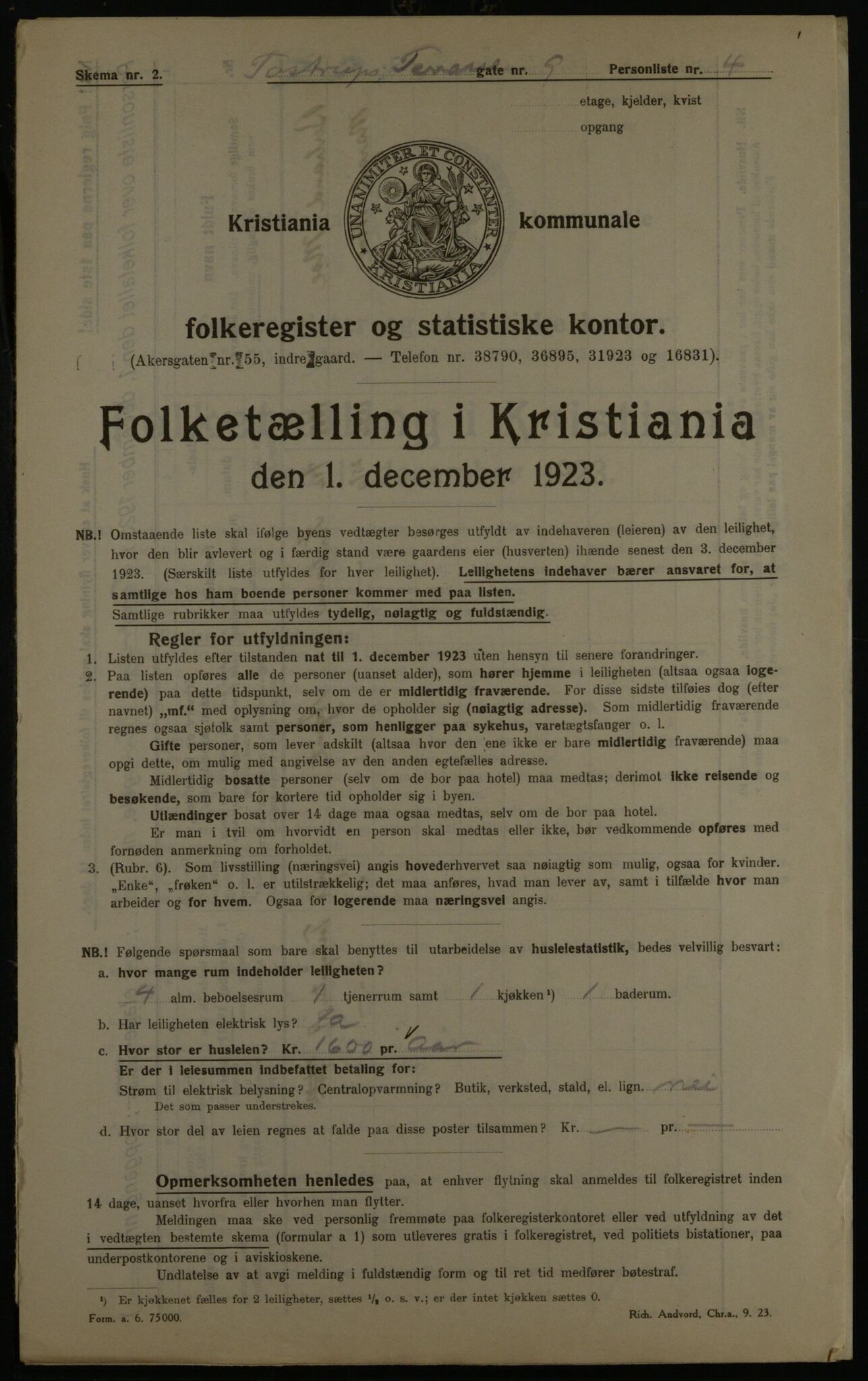 OBA, Municipal Census 1923 for Kristiania, 1923, p. 127096