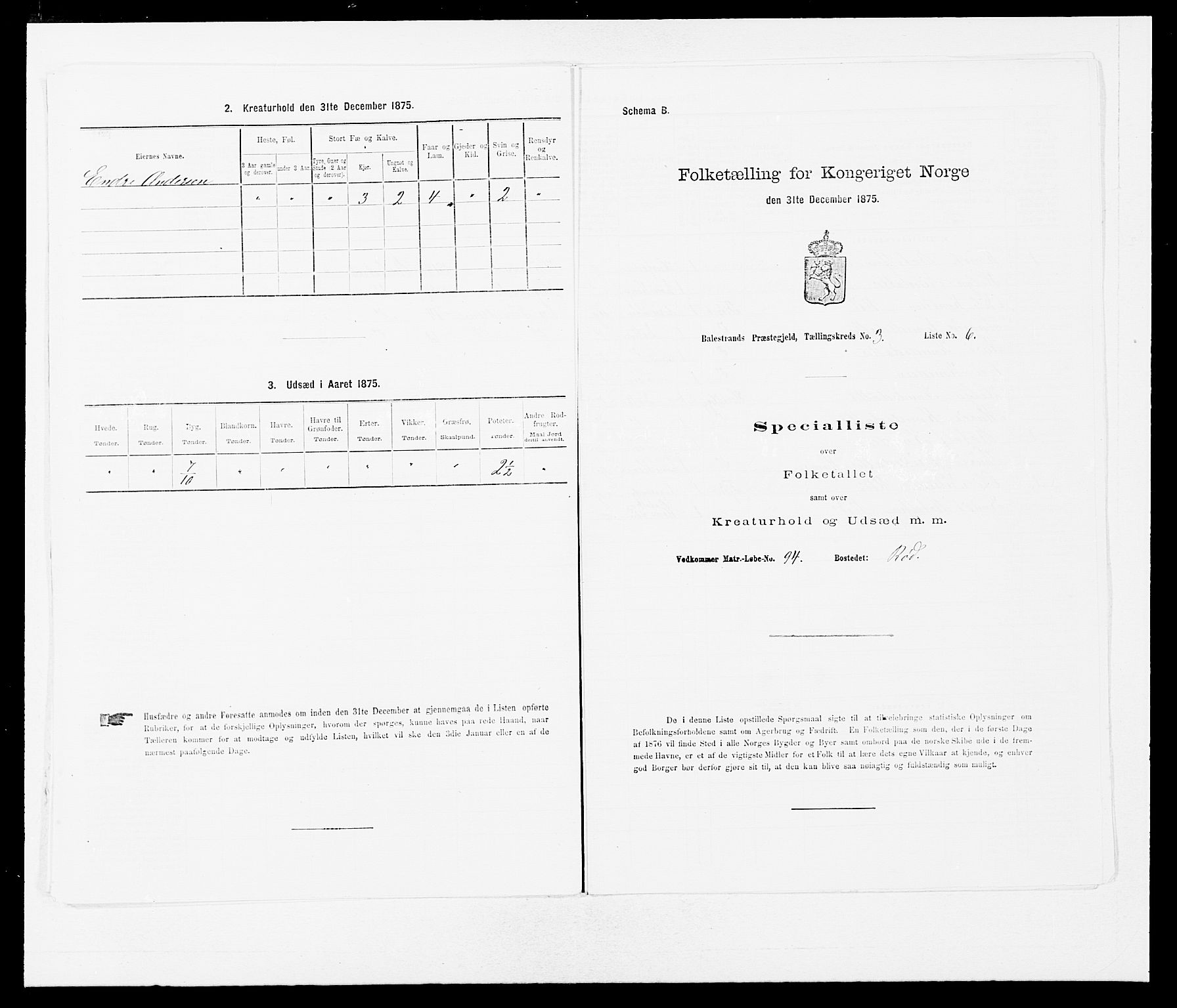 SAB, 1875 census for 1418P Balestrand, 1875, p. 367