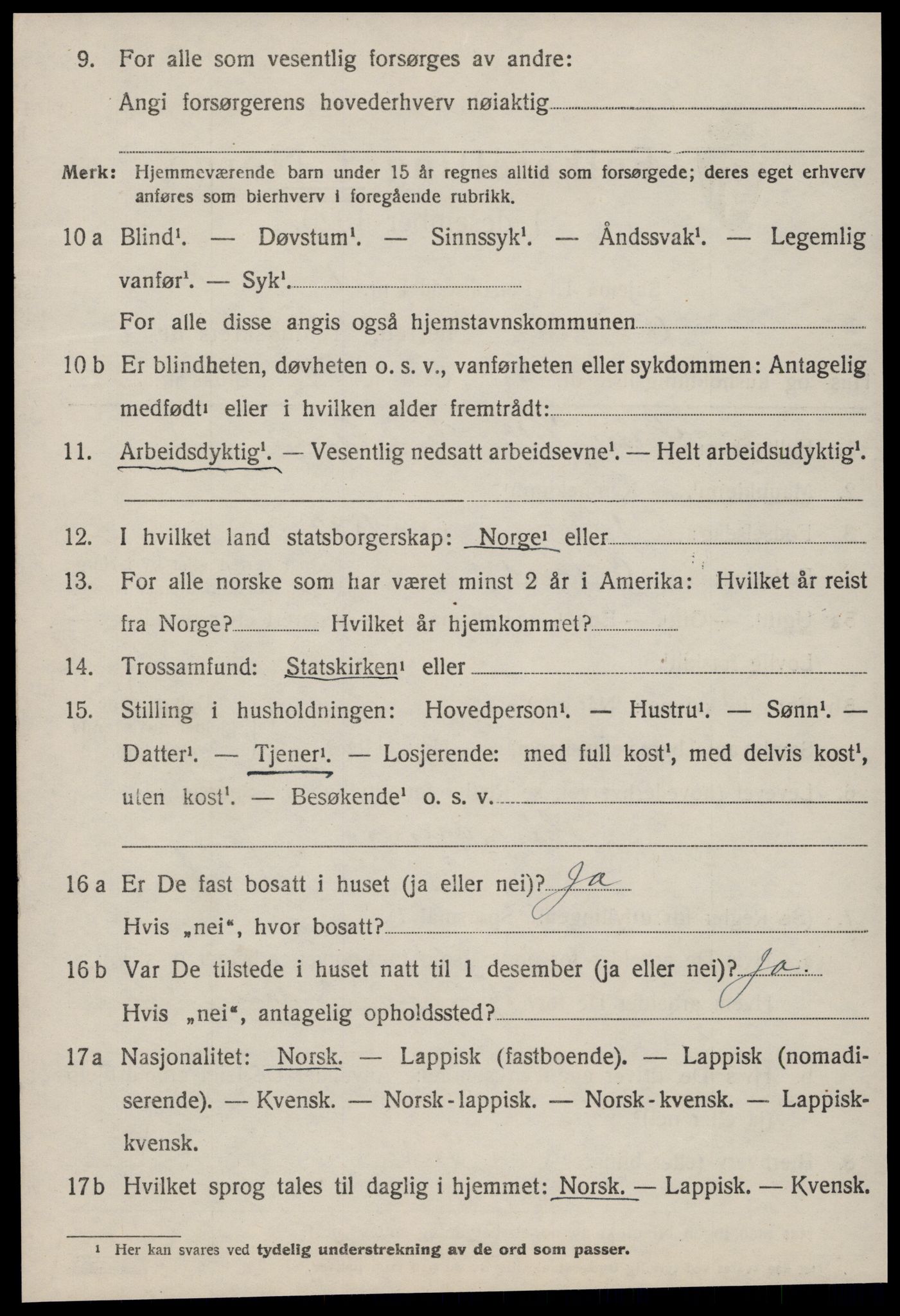 SAT, 1920 census for Ørland, 1920, p. 4924