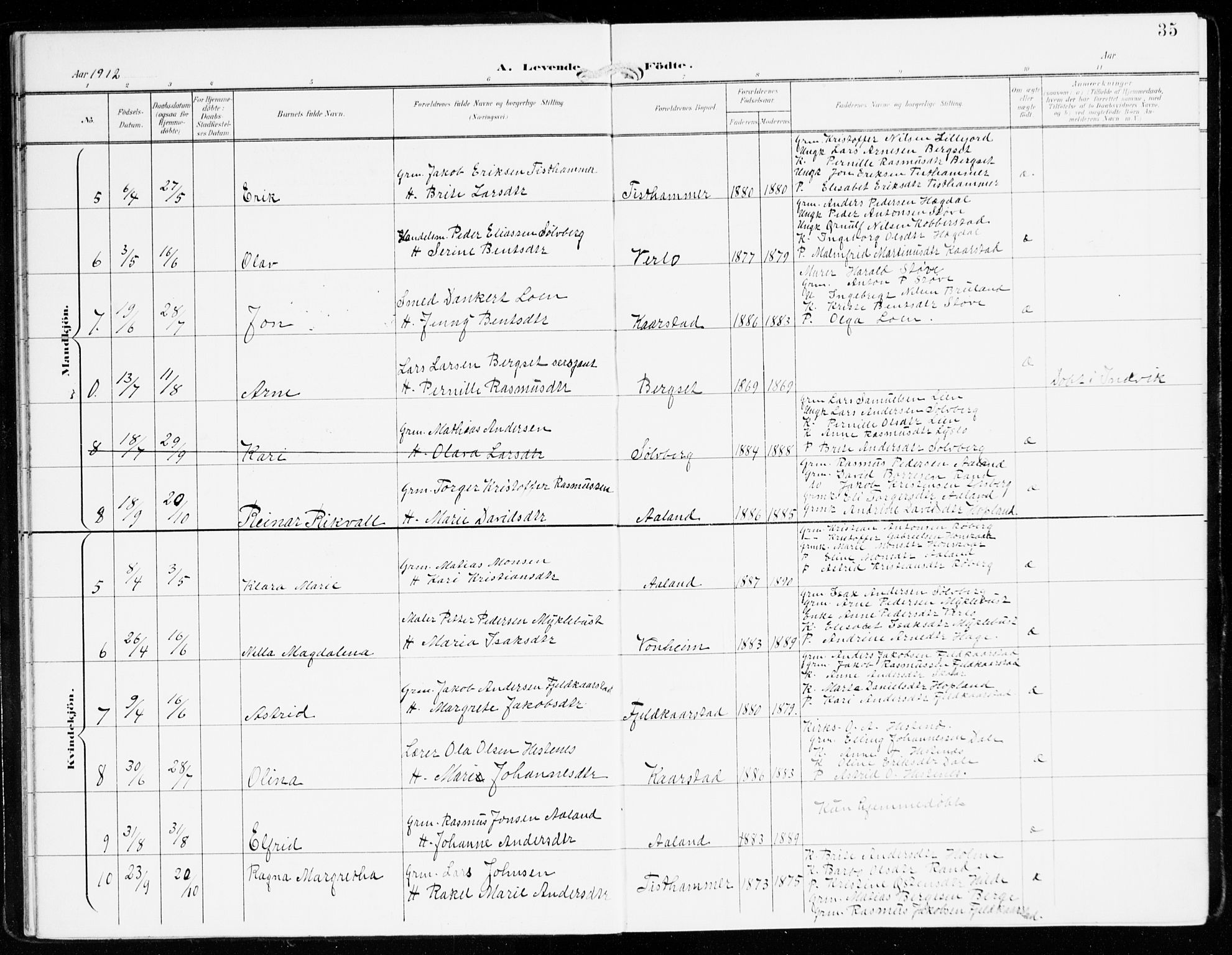 Innvik sokneprestembete, AV/SAB-A-80501: Parish register (official) no. D 2, 1900-1921, p. 35