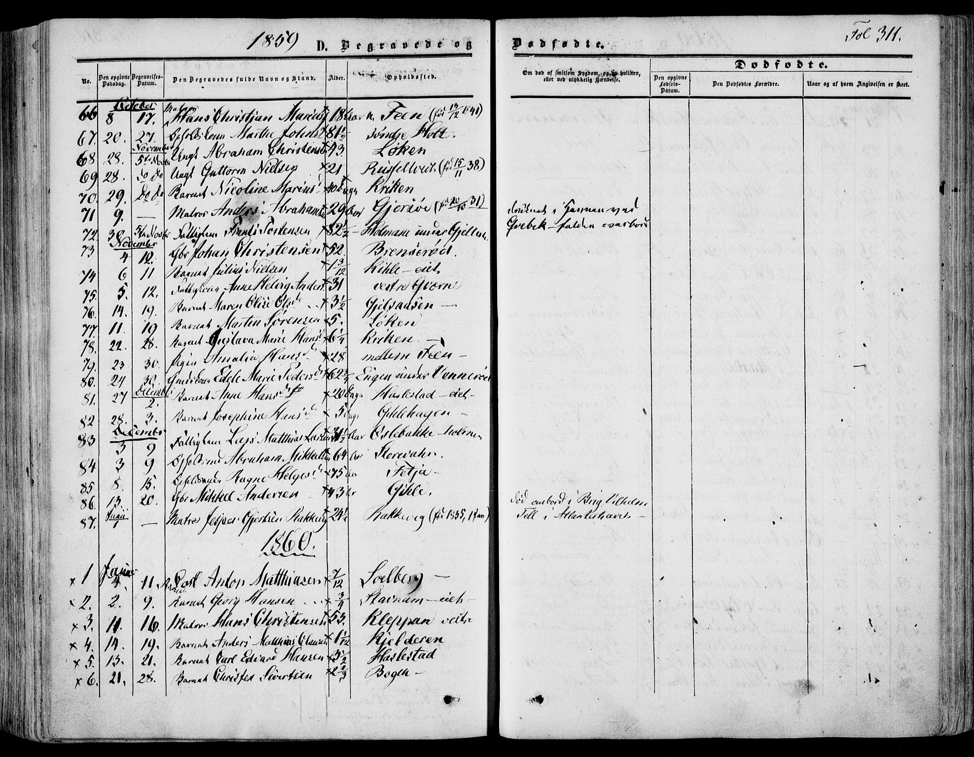 Stokke kirkebøker, SAKO/A-320/F/Fa/L0008: Parish register (official) no. I 8, 1858-1871, p. 311