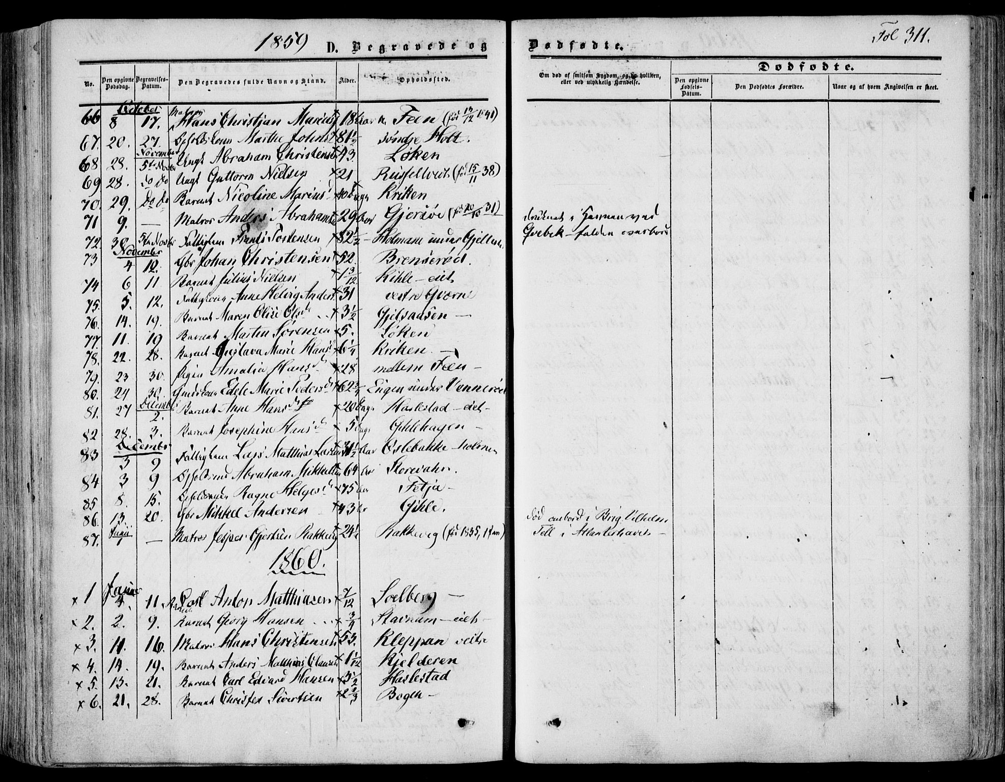 Stokke kirkebøker, AV/SAKO-A-320/F/Fa/L0008: Parish register (official) no. I 8, 1858-1871, p. 311