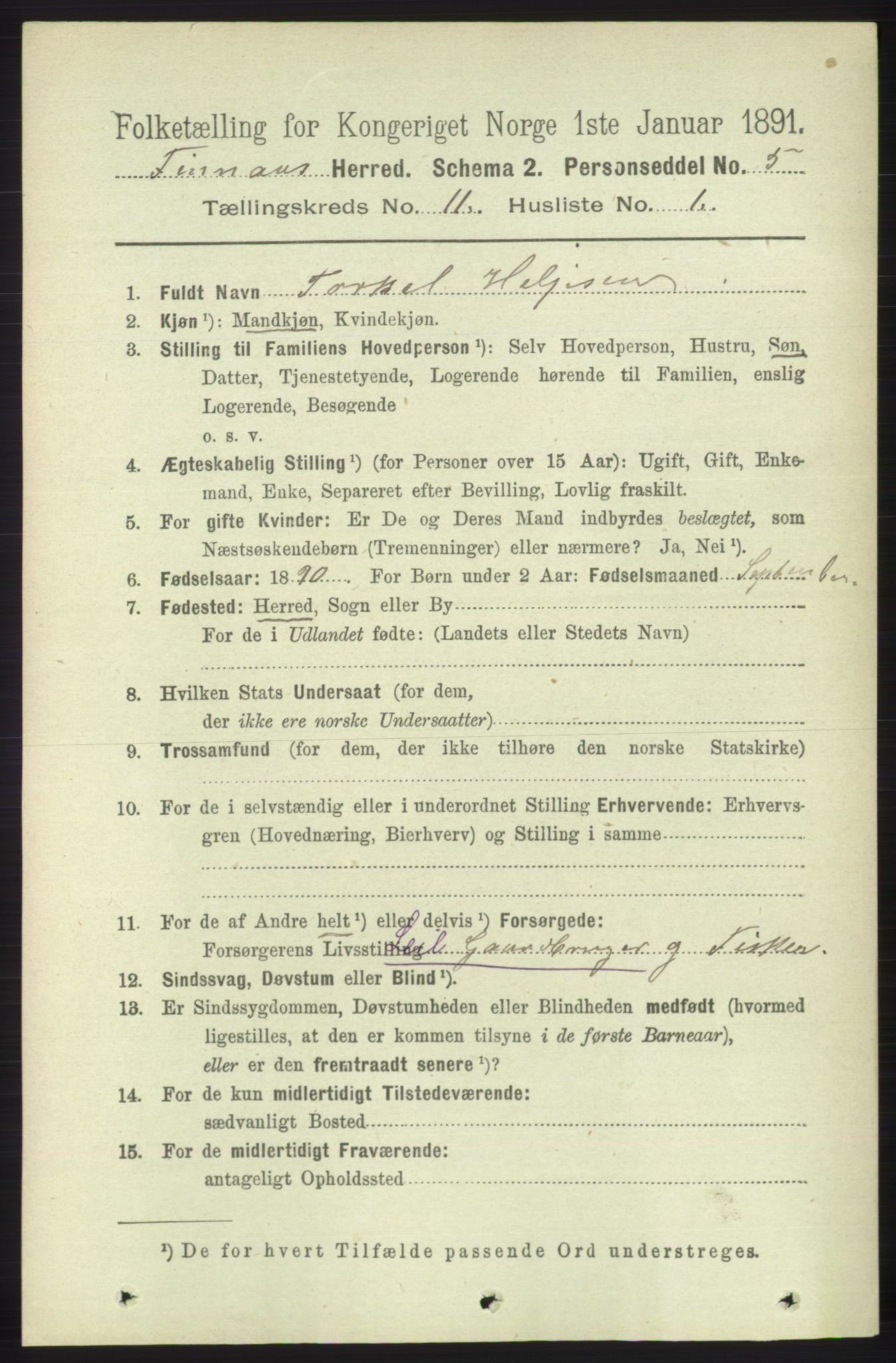 RA, 1891 census for 1218 Finnås, 1891, p. 5128