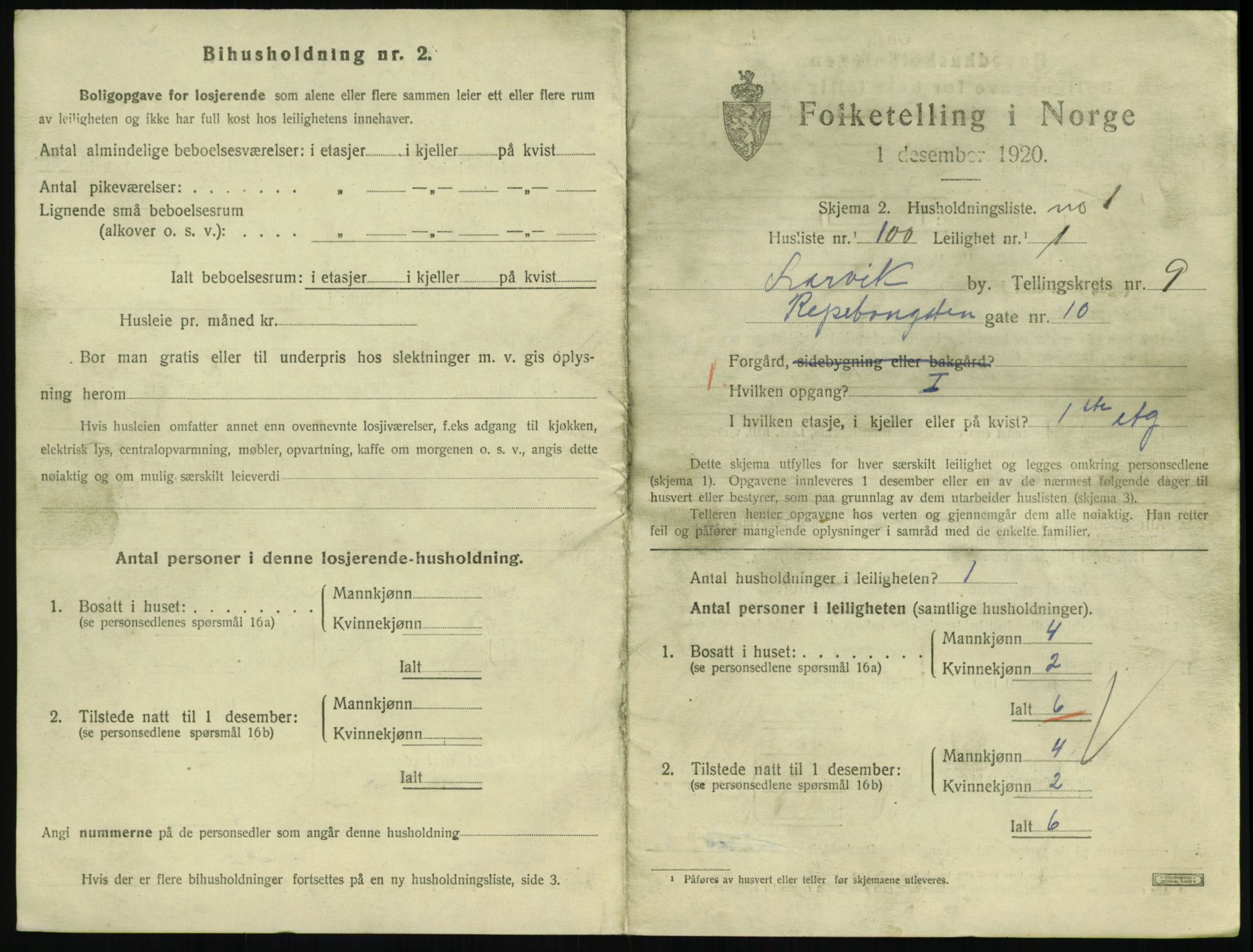 SAKO, 1920 census for Larvik, 1920, p. 7398