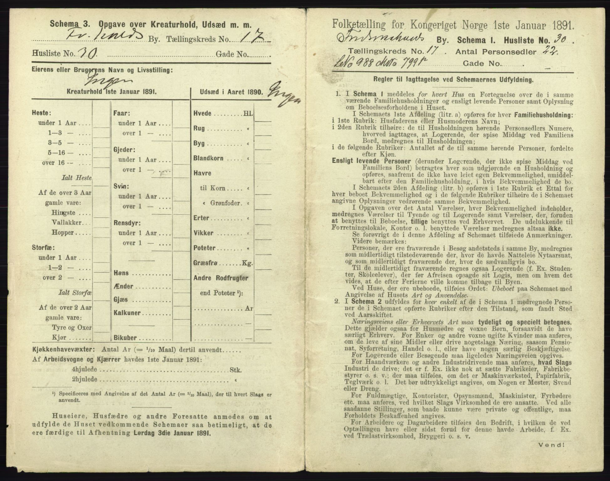 RA, 1891 census for 0101 Fredrikshald, 1891, p. 1590