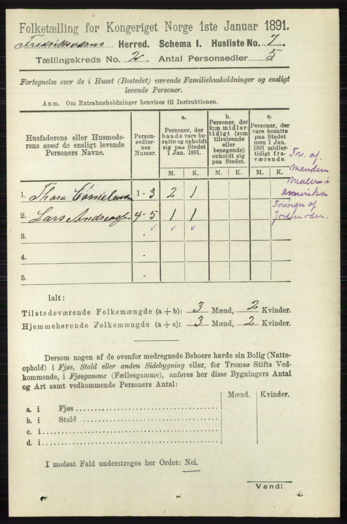 RA, 1891 census for 0798 Fredriksvern, 1891, p. 223