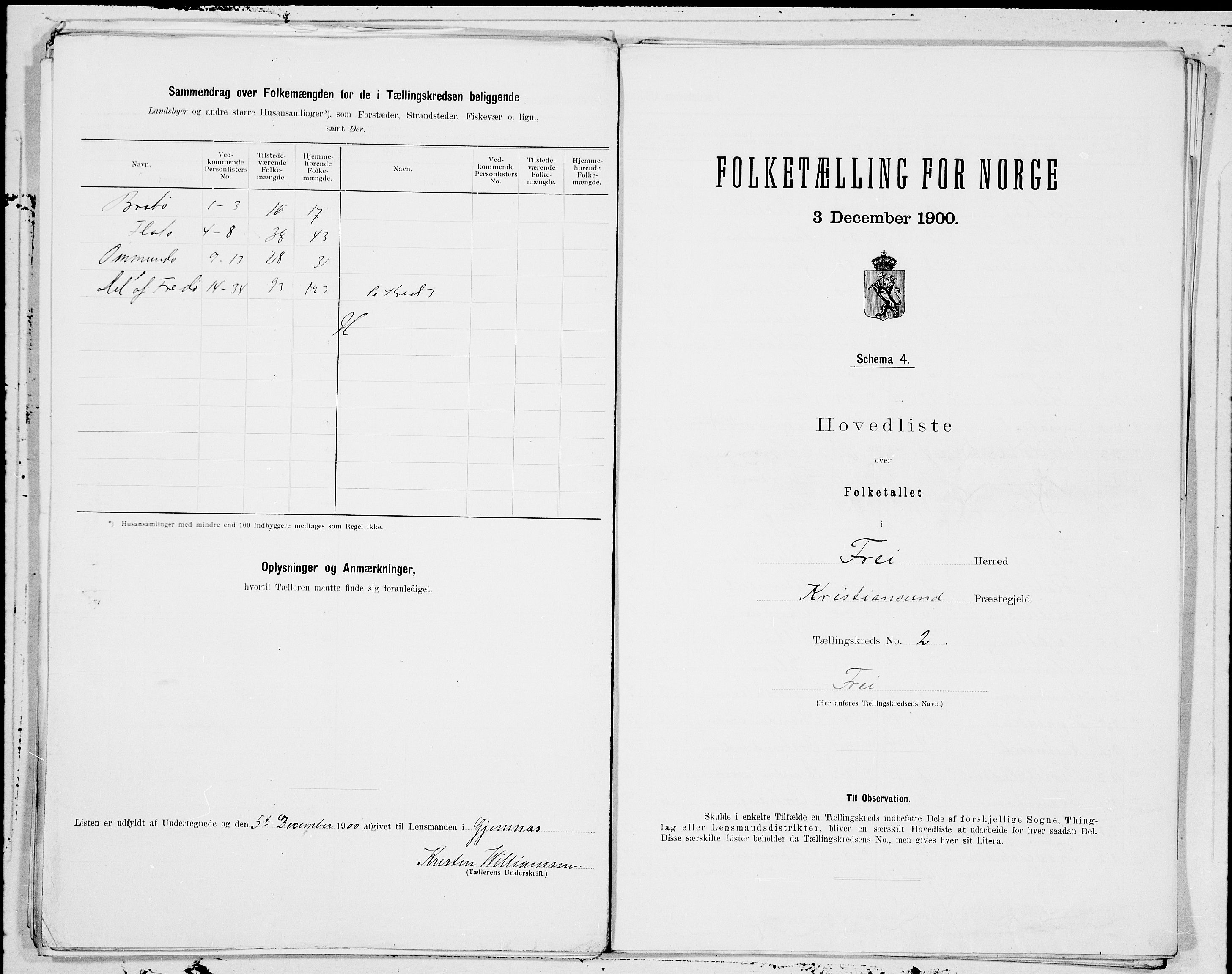 SAT, 1900 census for Frei, 1900, p. 4