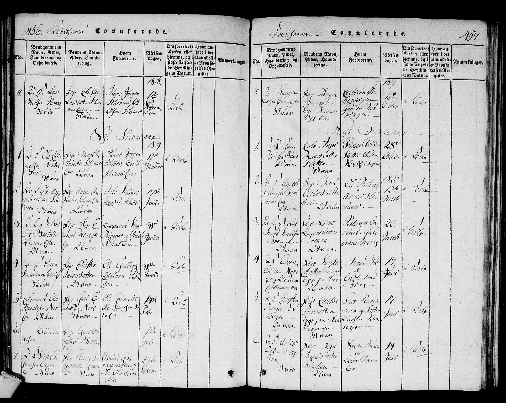 Sigdal kirkebøker, AV/SAKO-A-245/F/Fa/L0005: Parish register (official) no. I 5 /3, 1815-1829, p. 456-457