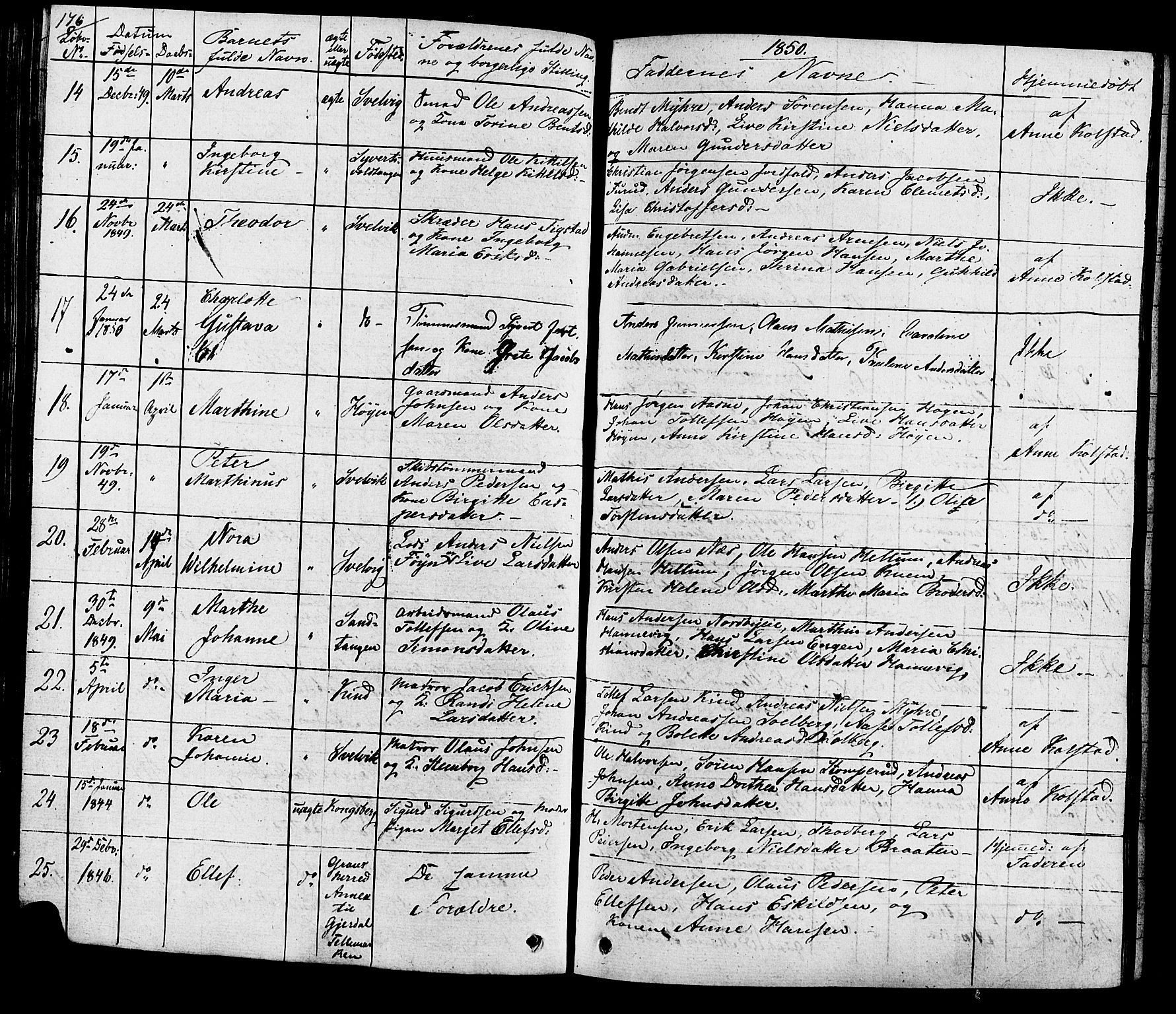 Hurum kirkebøker, AV/SAKO-A-229/G/Ga/L0002: Parish register (copy) no. I 2, 1827-1857, p. 176