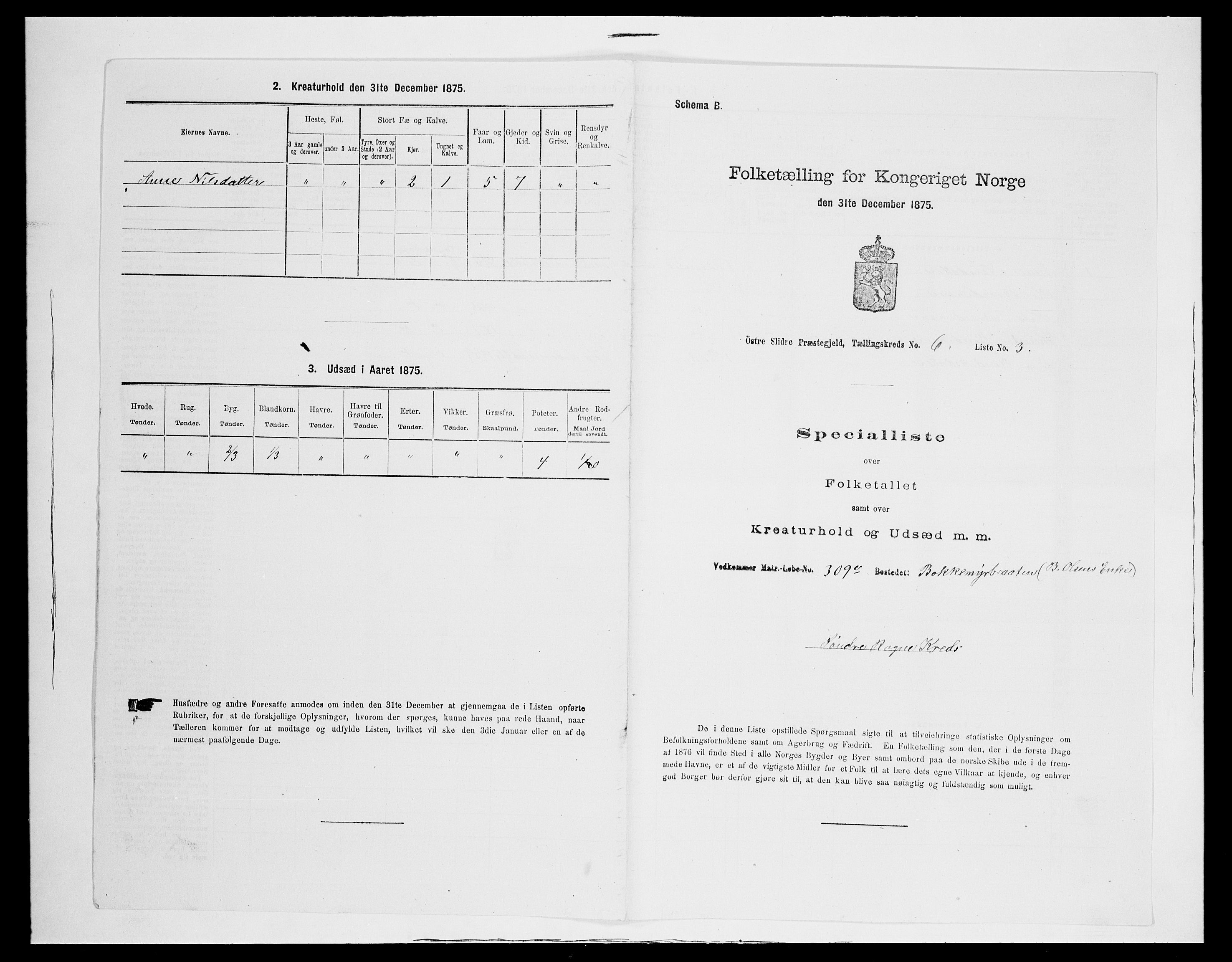 SAH, 1875 census for 0544P Øystre Slidre, 1875, p. 696