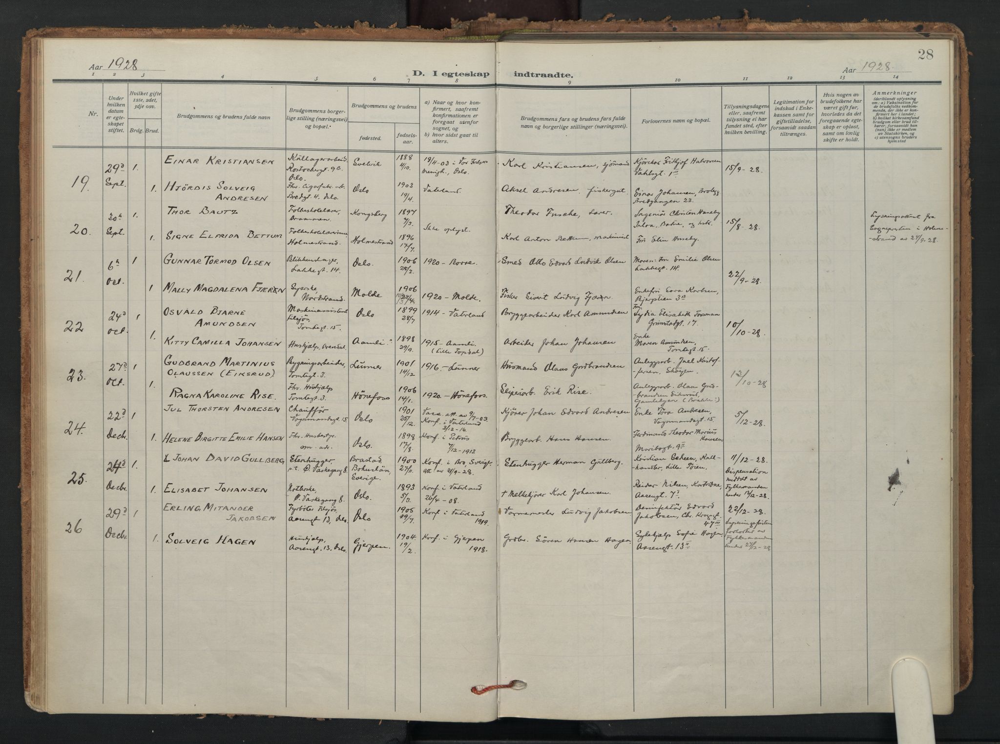 Vaterland prestekontor Kirkebøker, AV/SAO-A-10880/F/Fa/L0003: Parish register (official) no. 3, 1922-1944, p. 28