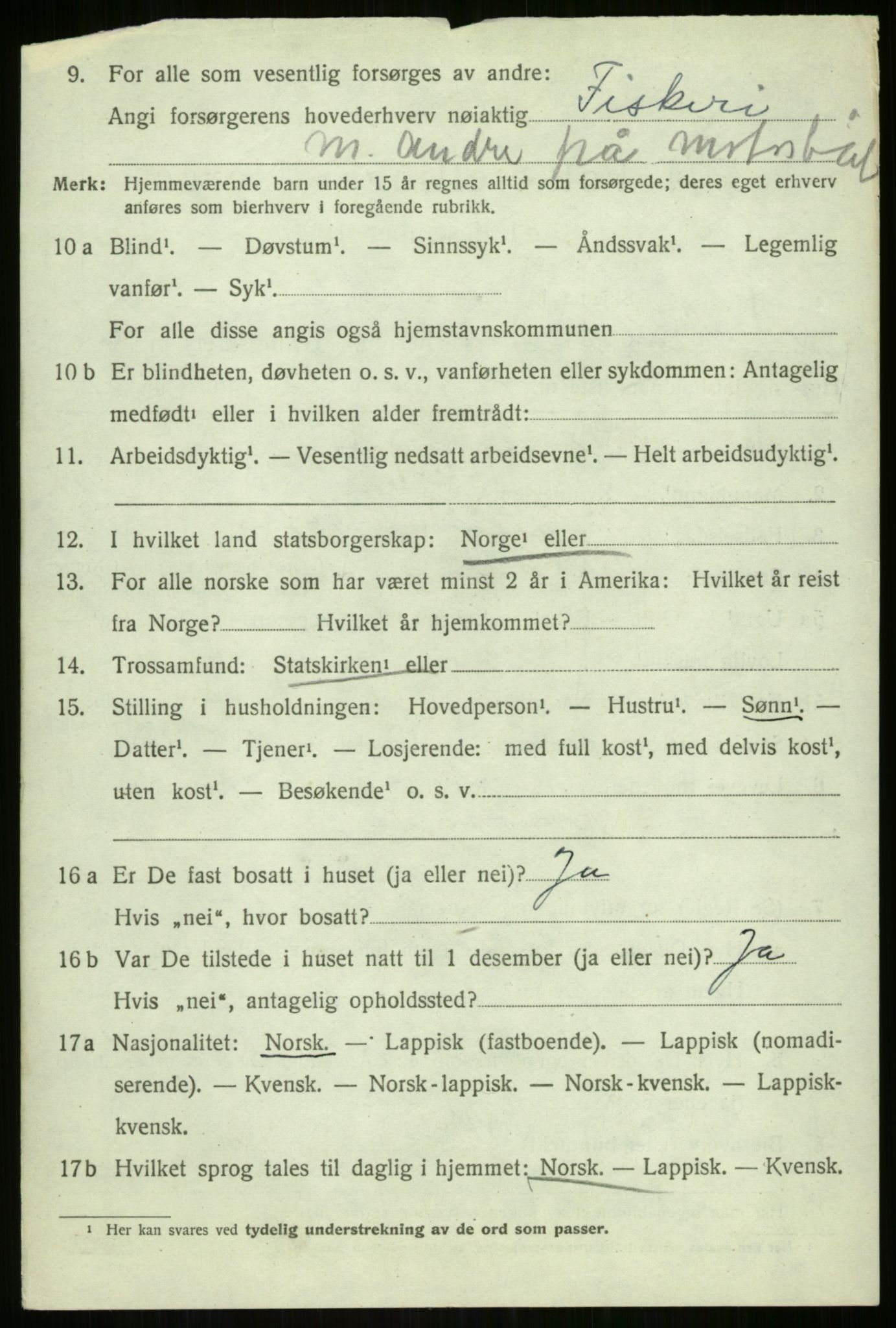 SATØ, 1920 census for Malangen, 1920, p. 2767