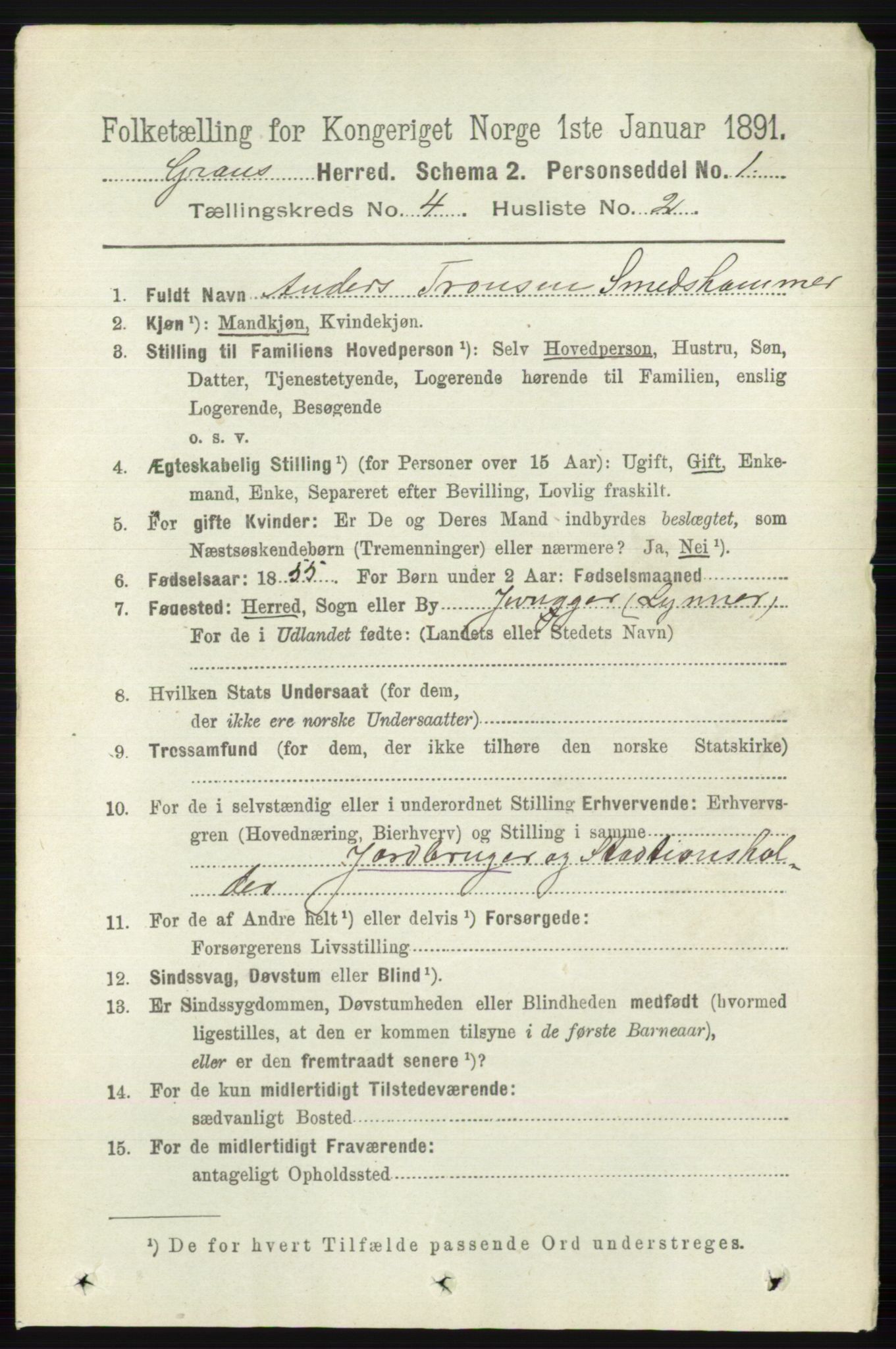 RA, 1891 census for 0534 Gran, 1891, p. 1157