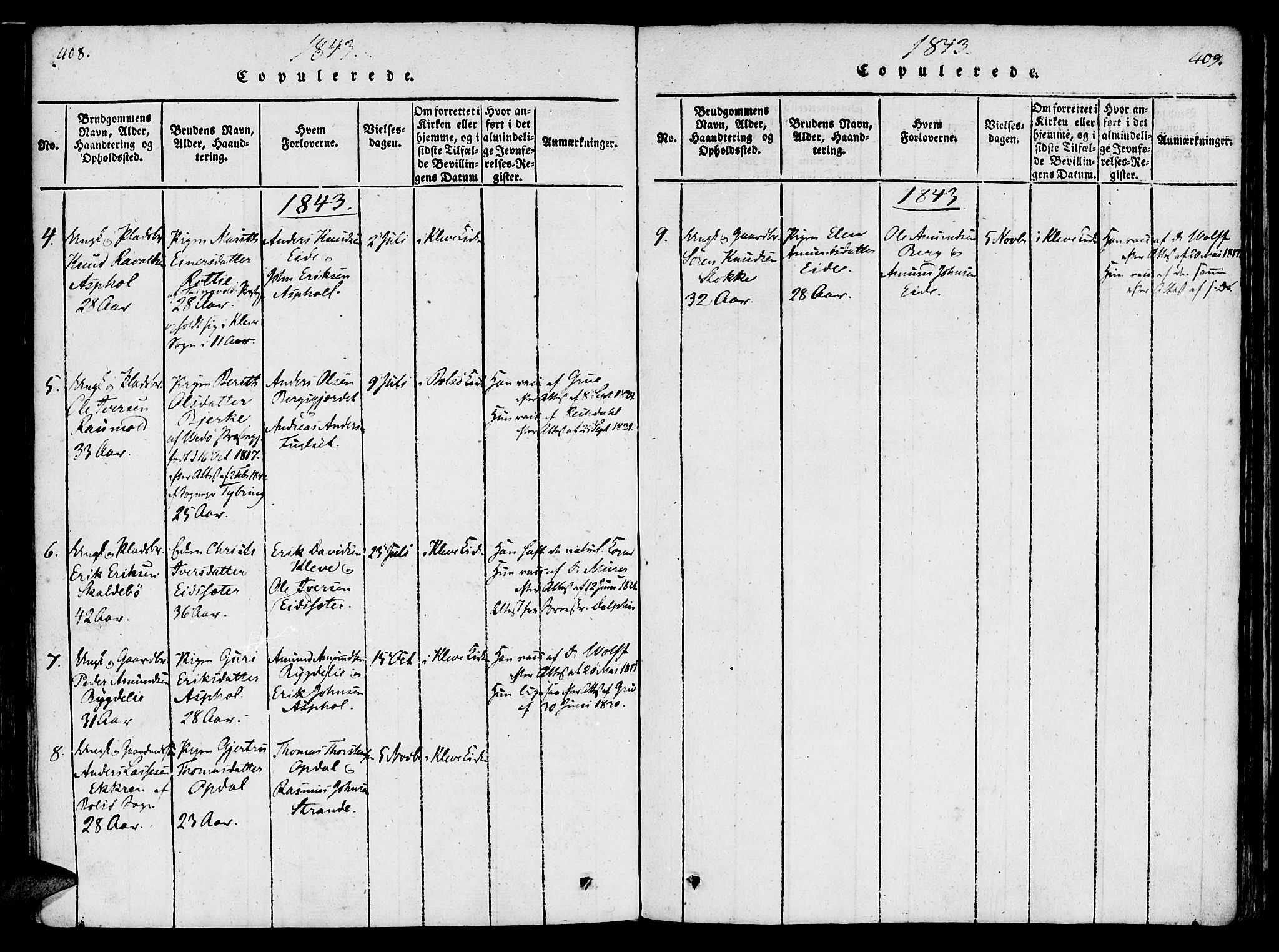 Ministerialprotokoller, klokkerbøker og fødselsregistre - Møre og Romsdal, AV/SAT-A-1454/557/L0679: Parish register (official) no. 557A01, 1818-1843, p. 408-409