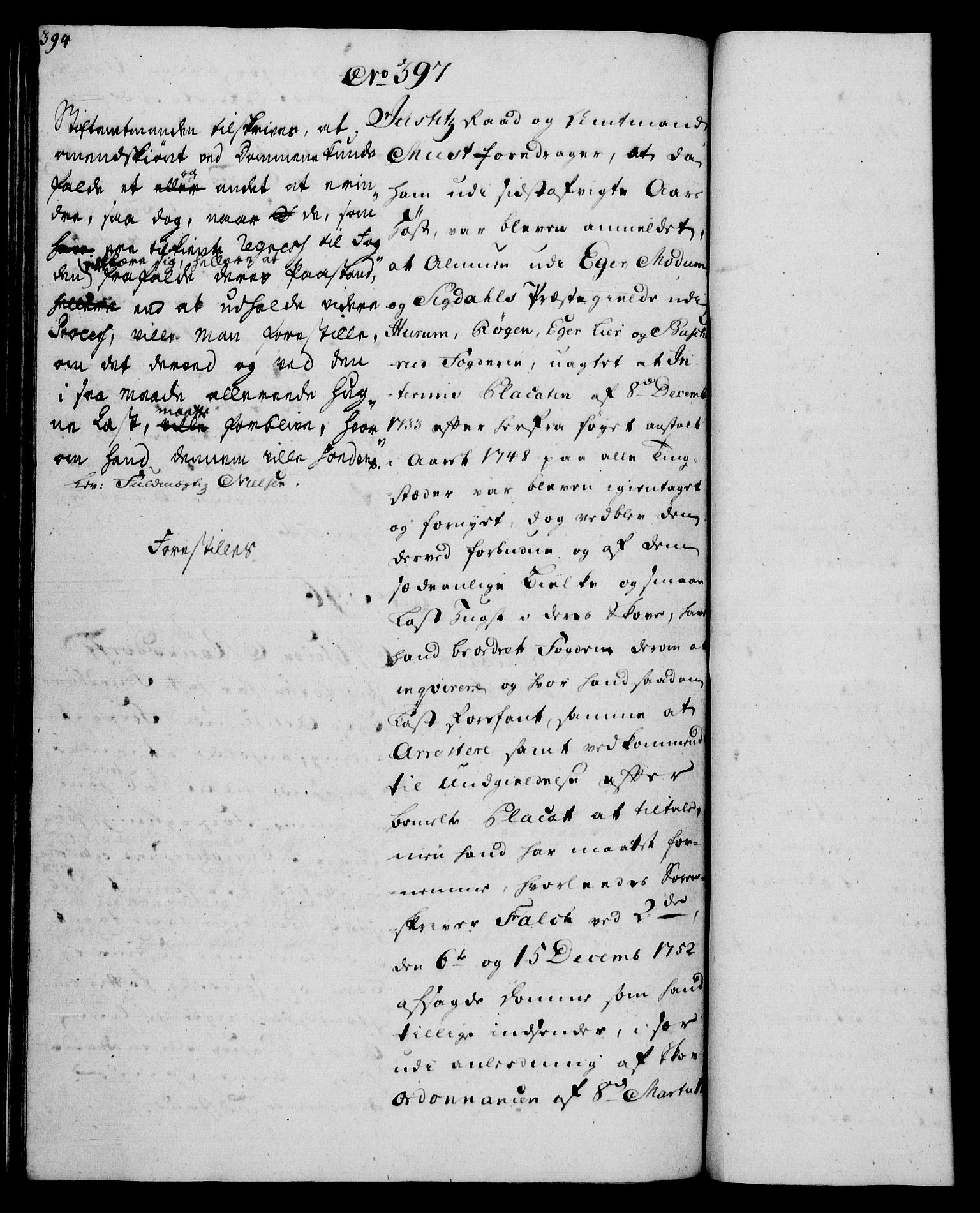 Rentekammeret, Kammerkanselliet, RA/EA-3111/G/Gh/Gha/L0031: Norsk ekstraktmemorialprotokoll (merket RK 53.76), 1751-1753, p. 394