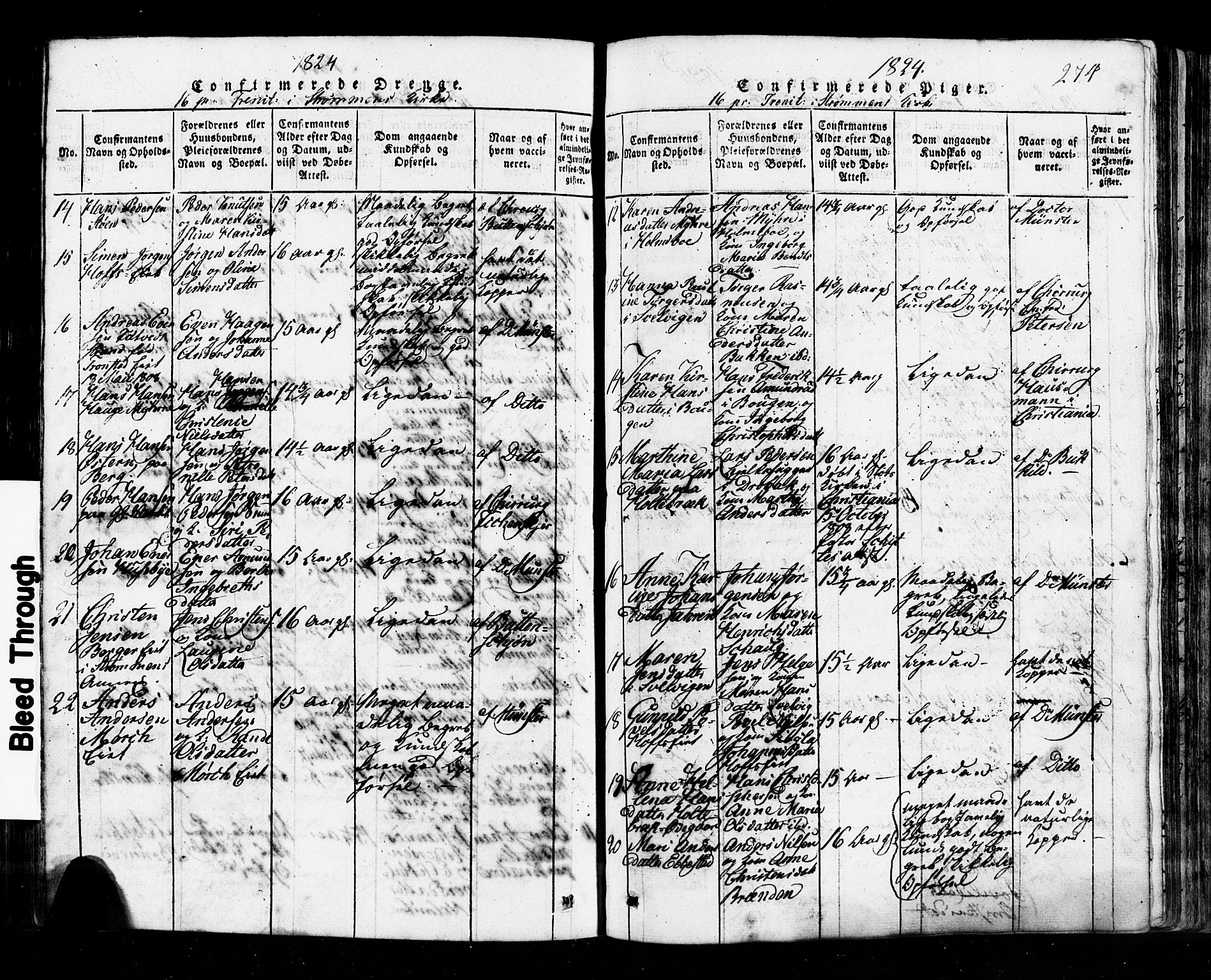 Hurum kirkebøker, AV/SAKO-A-229/G/Ga/L0001: Parish register (copy) no. I 1, 1816-1826, p. 274