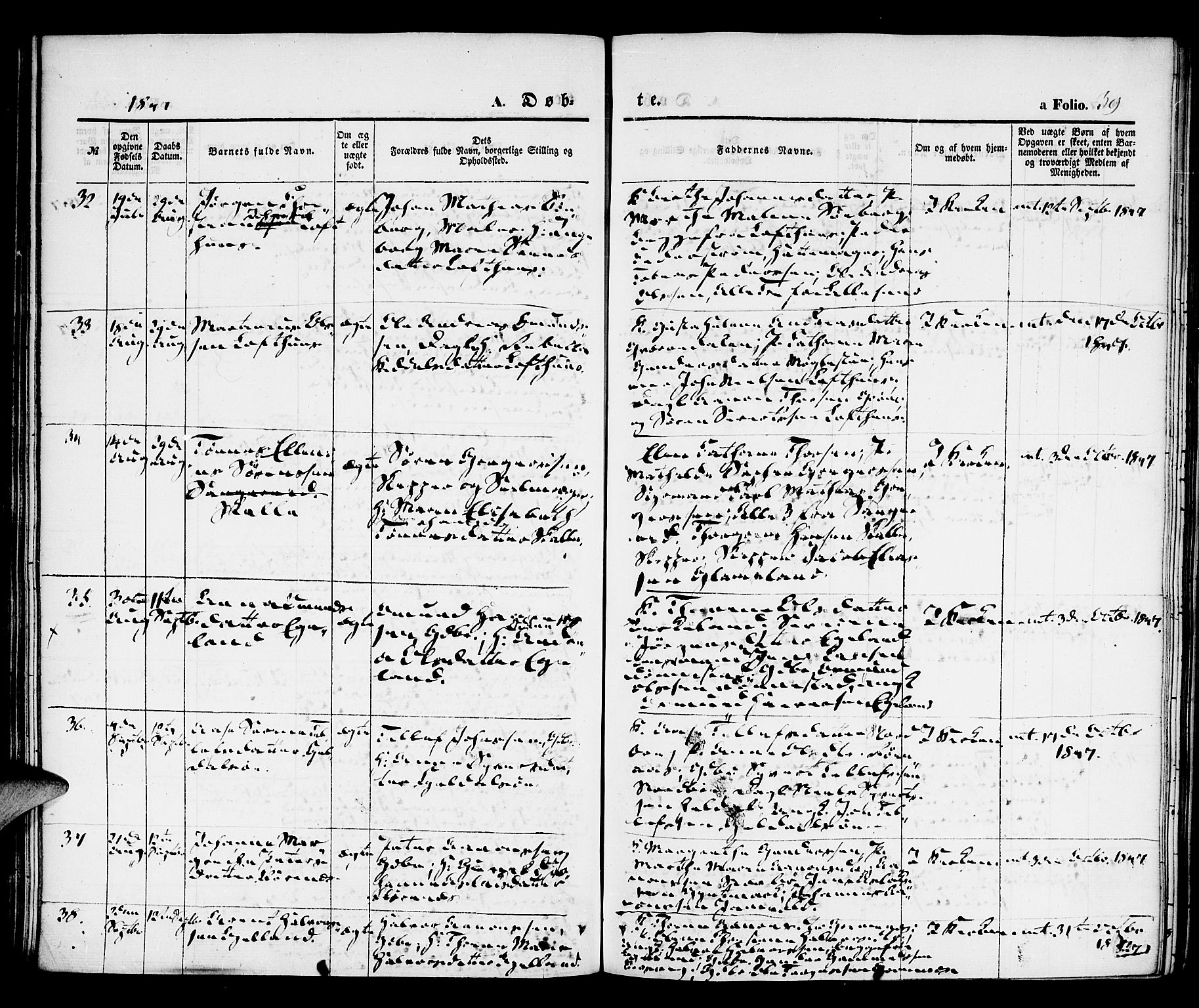 Vestre Moland sokneprestkontor, AV/SAK-1111-0046/F/Fa/Fab/L0005: Parish register (official) no. A 5, 1841-1849, p. 39