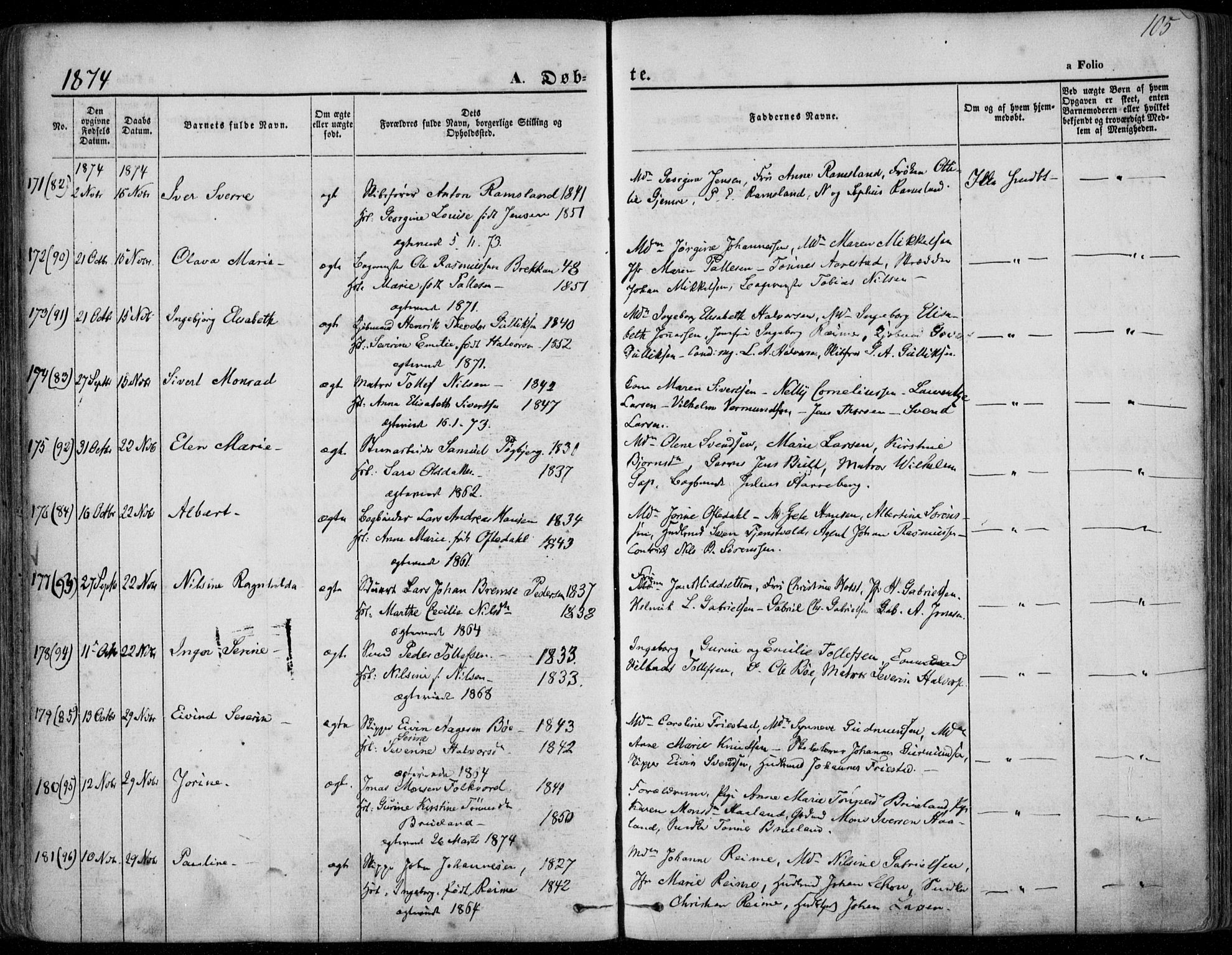 Domkirken sokneprestkontor, SAST/A-101812/001/30/30BA/L0022: Parish register (official) no. A 21, 1868-1877, p. 105