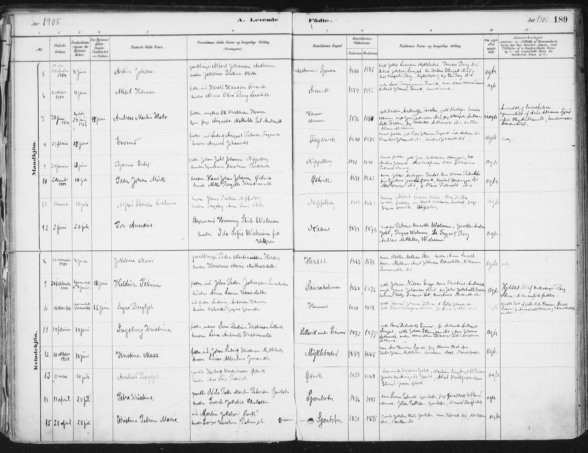 Ministerialprotokoller, klokkerbøker og fødselsregistre - Nordland, AV/SAT-A-1459/838/L0552: Parish register (official) no. 838A10, 1880-1910, p. 189