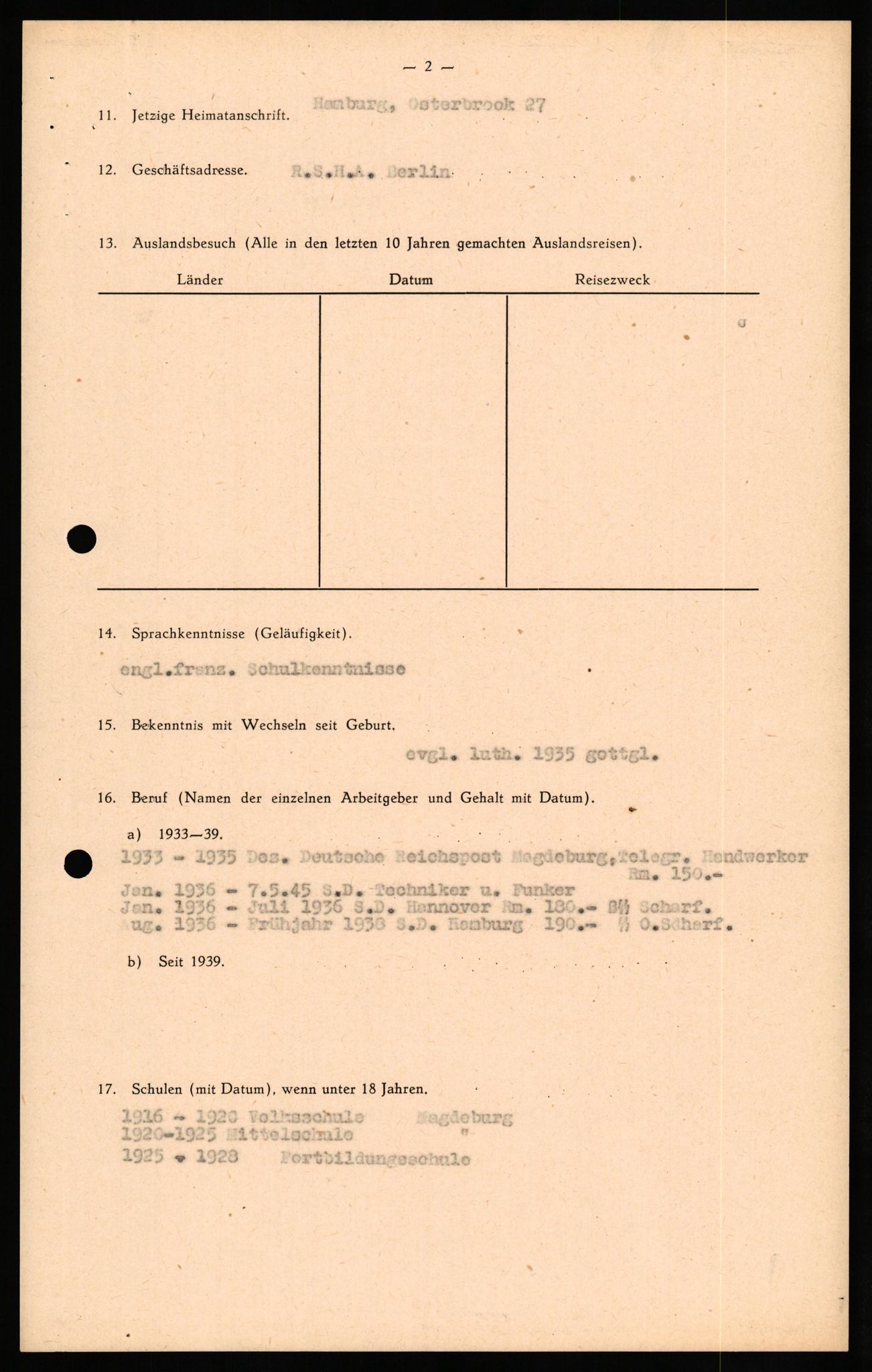 Forsvaret, Forsvarets overkommando II, AV/RA-RAFA-3915/D/Db/L0029: CI Questionaires. Tyske okkupasjonsstyrker i Norge. Tyskere., 1945-1946, p. 346