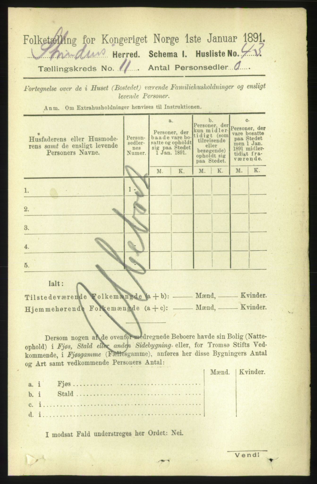 RA, 1891 census for 1660 Strinda, 1891, p. 9197