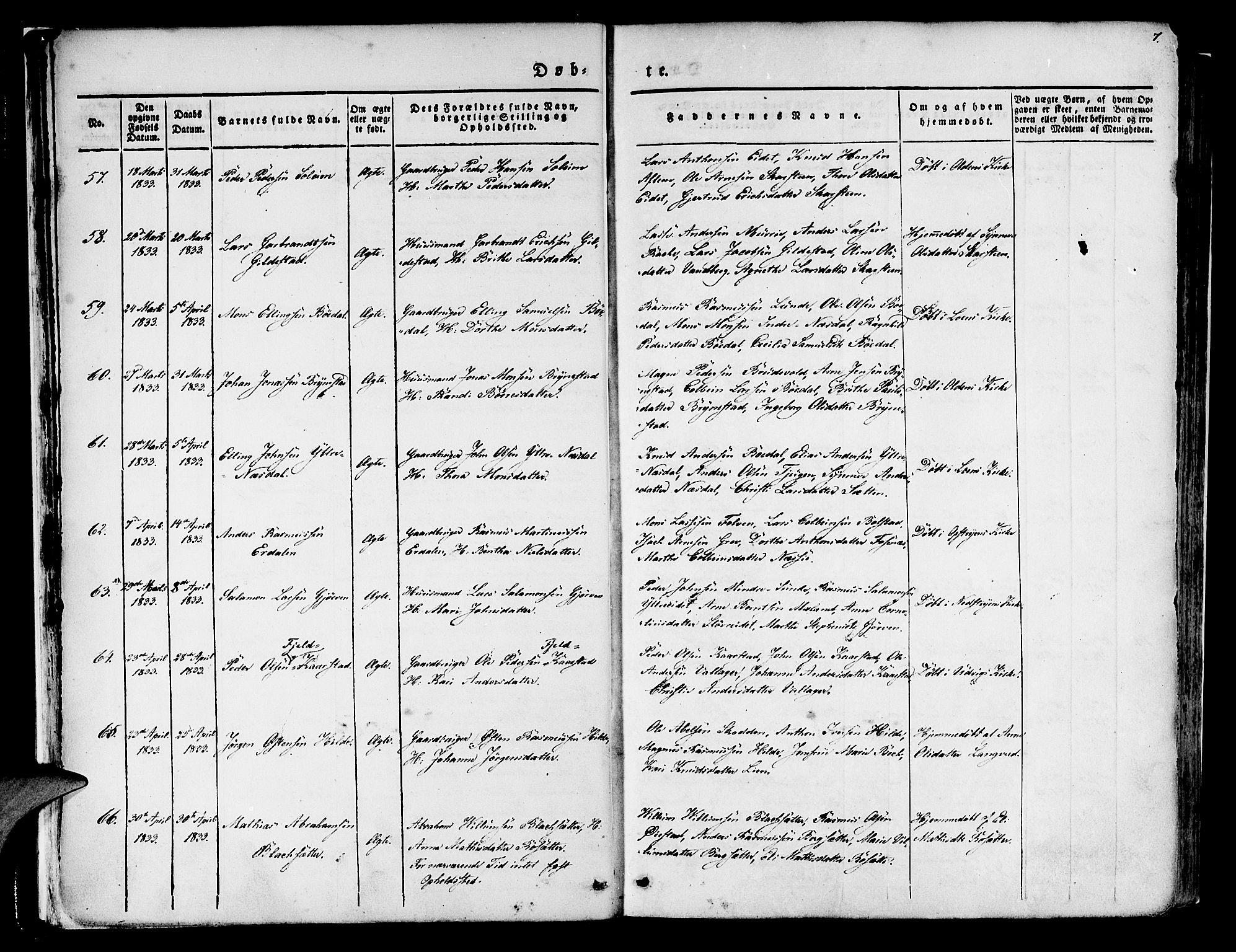 Innvik sokneprestembete, SAB/A-80501: Parish register (official) no. A 4I, 1831-1846, p. 7