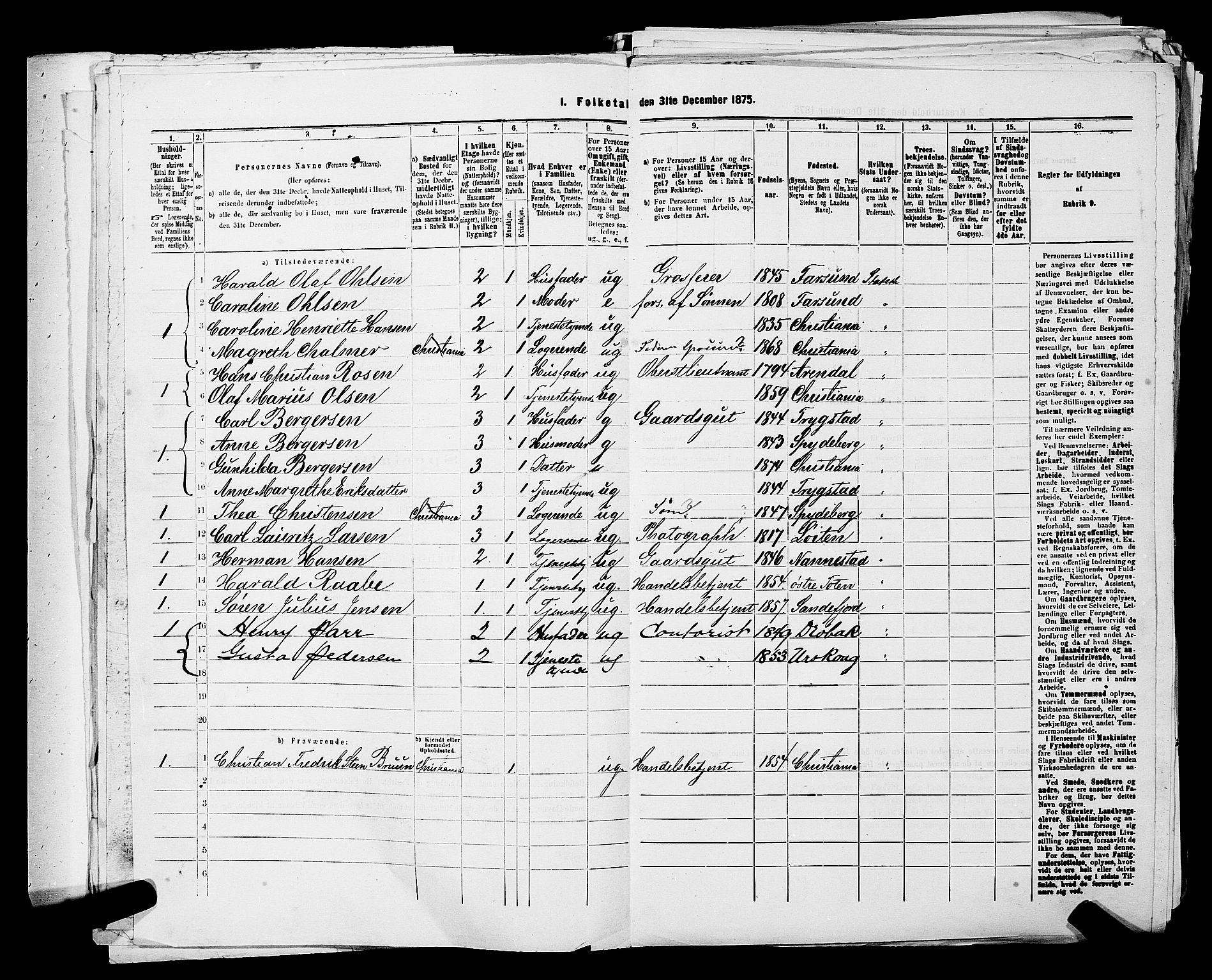 RA, 1875 census for 0301 Kristiania, 1875, p. 523